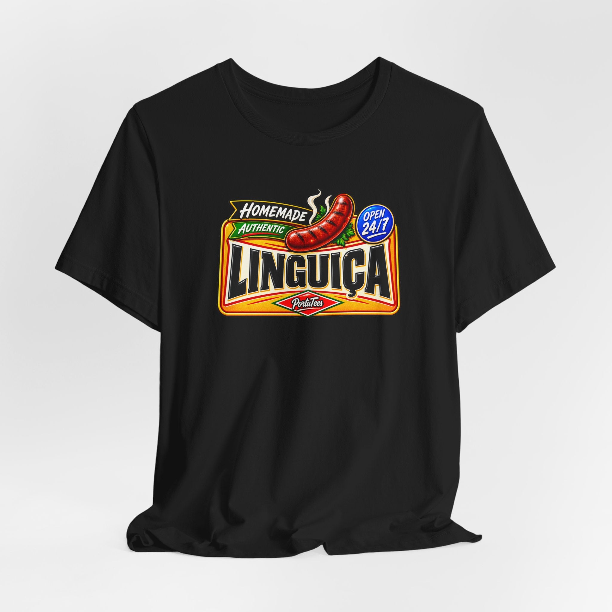 Linguica Sausage Vintage Label Tee — Homemade Authentic 24/7 Graphic T-Shirt