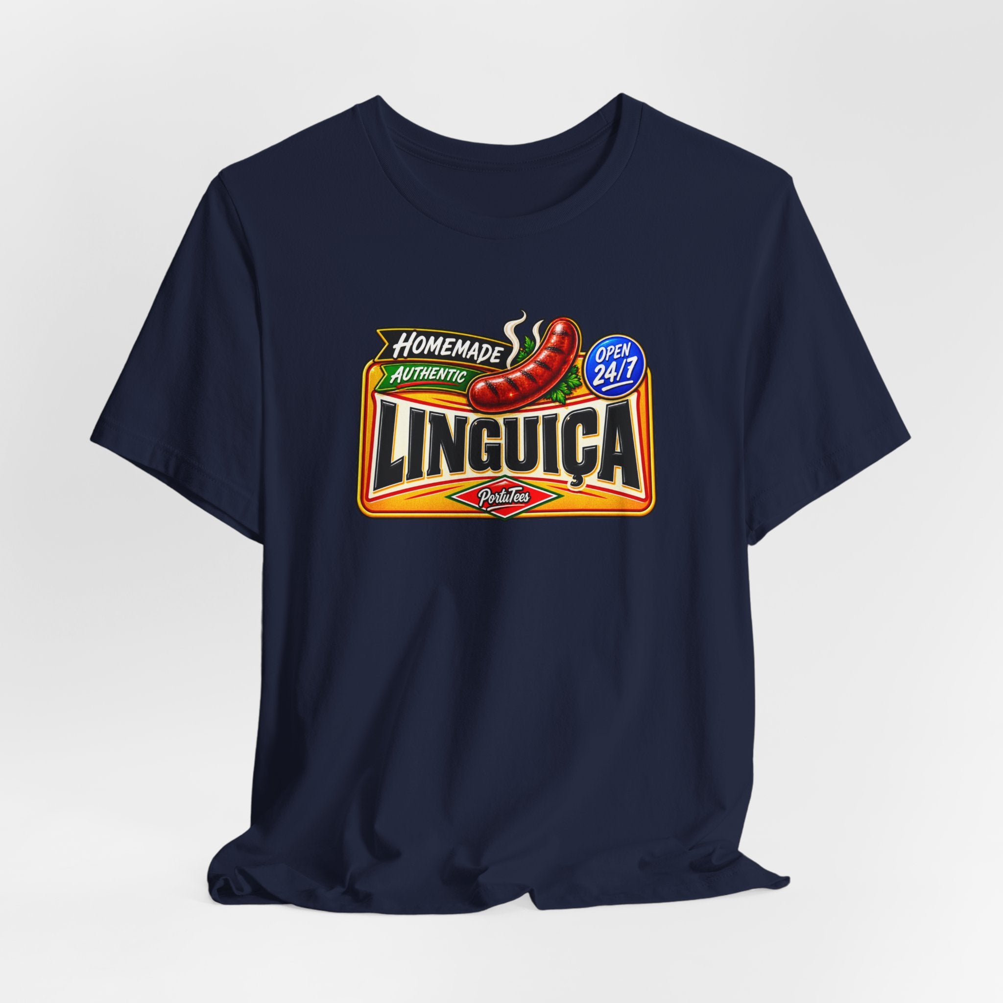Linguica Sausage Vintage Label Tee — Homemade Authentic 24/7 Graphic T-Shirt