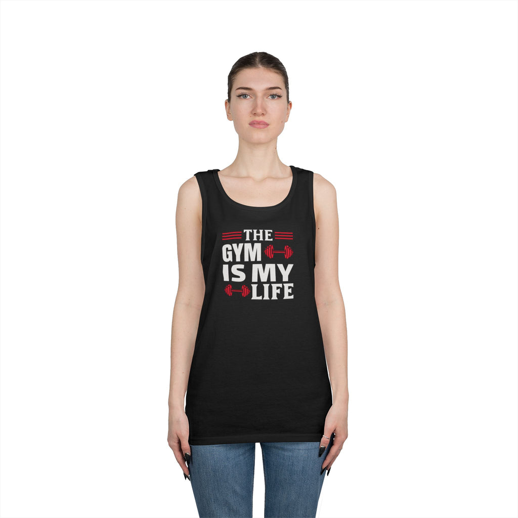 The Gym Is My Life Unisex Heavy Cotton Tank Top, Workout Shirt, Gym Apparel, Fitness Gift, Casual Wear, Athletic Tank