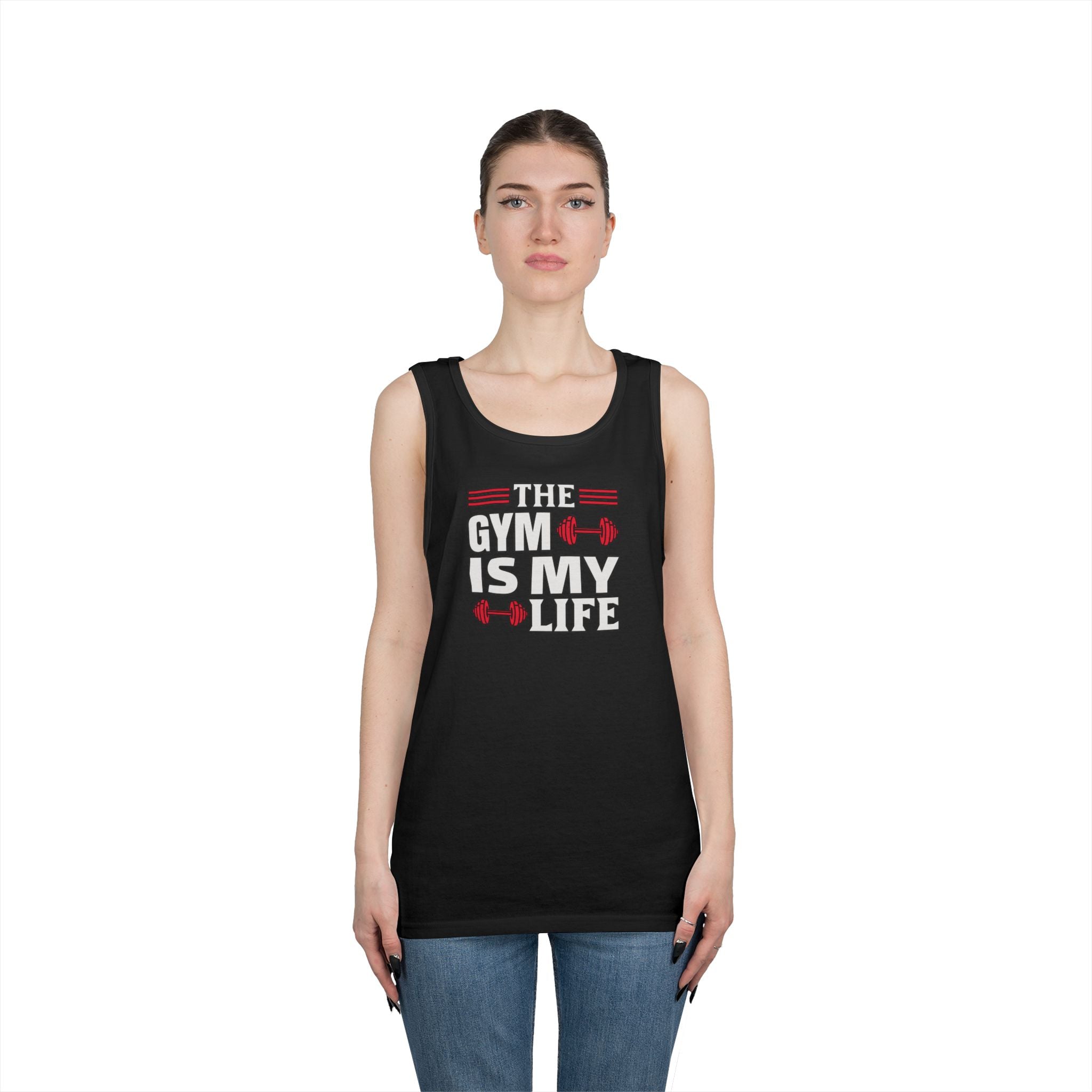 The Gym Is My Life Unisex Heavy Cotton Tank Top, Workout Shirt, Gym Apparel, Fitness Gift, Casual Wear, Athletic Tank