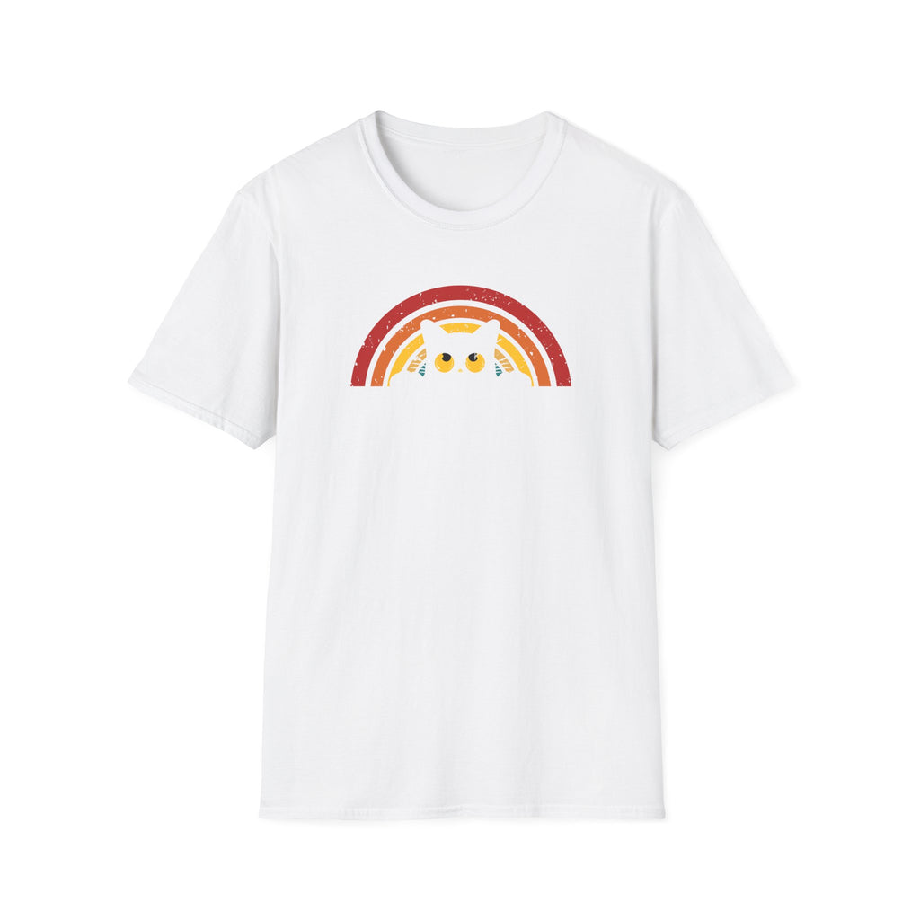 Cute Rainbow Cat T-Shirt, Softstyle Tee for Animal Lovers, Cozy Gift for Cat Enthusiasts, Perfect for Birthdays, Everyday Wear