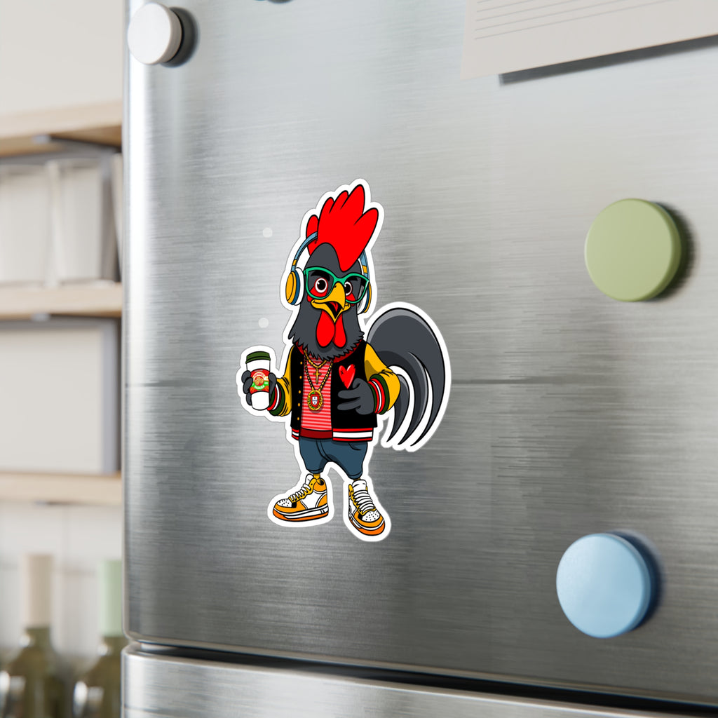 Hipster Rooster Kiss-Cut Vinyl Decals for Car, Laptop, Water Bottle, Fun Gifts for Teens, Unique Home Decor