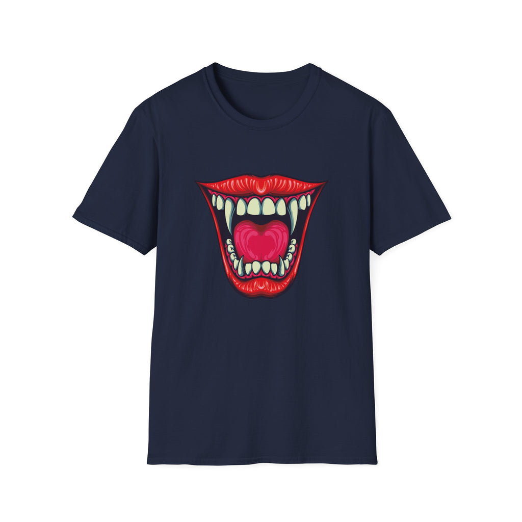 Bold Graphic Tee with Mouth Design, Unique Gift for Creative Souls, Statement Shirt for Parties, Unisex Softstyle T-Shirt, Casual Wear,