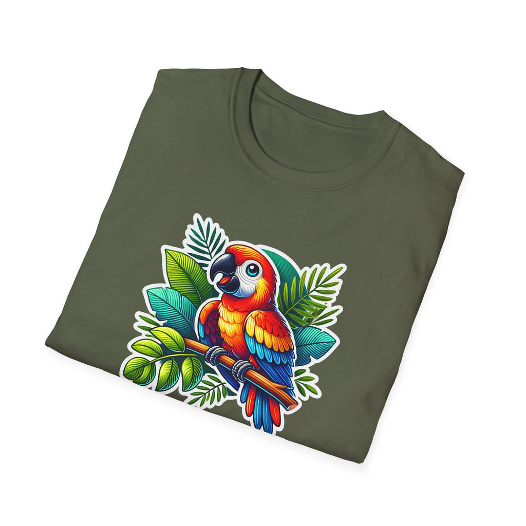 Tropical Parrot T-Shirt, Vibrant Animal Tee, Summer Style, Eco-Friendly Apparel, Perfect Gift for Nature Lovers, Casual Wardrobe Staple