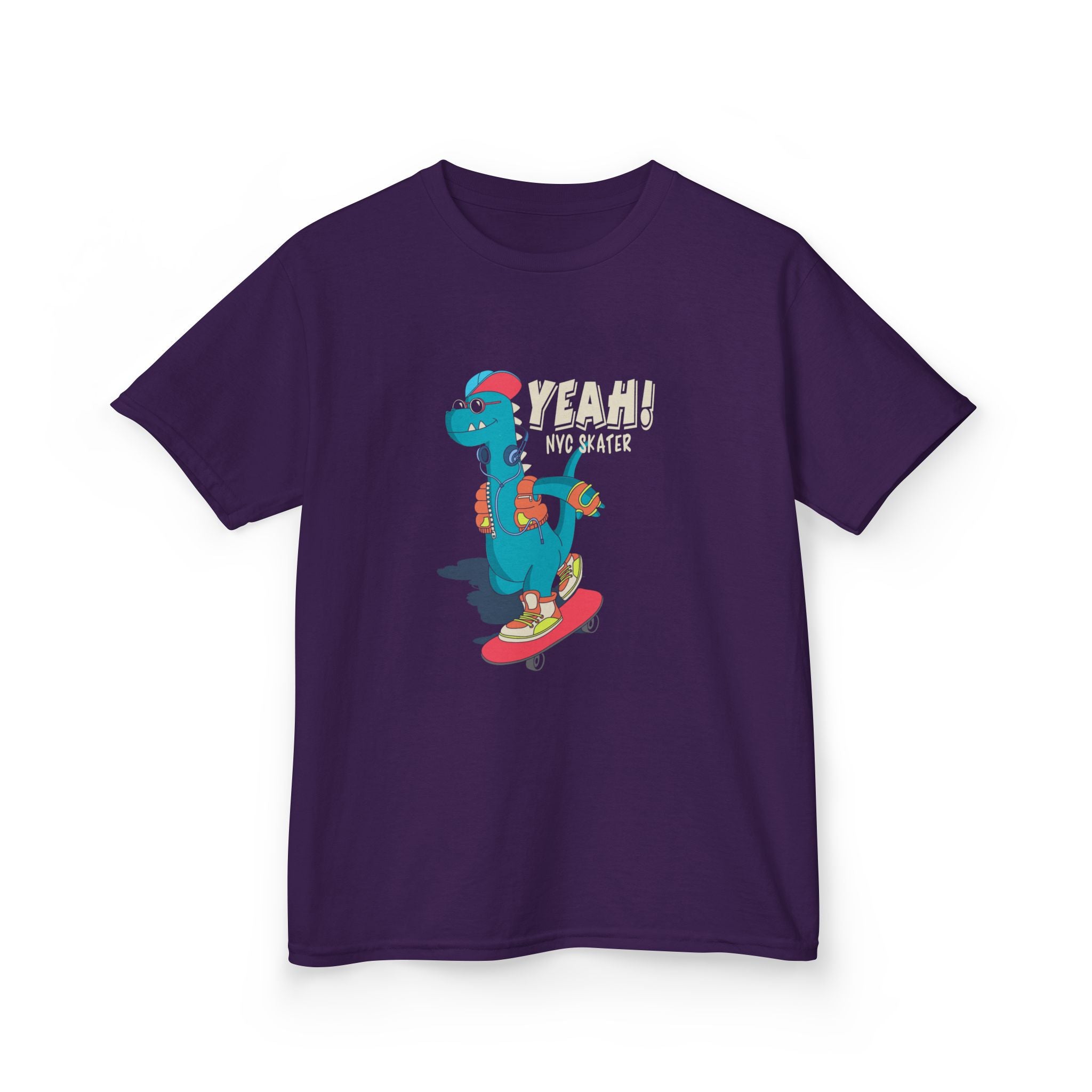 Skater Dinosaur Kids Tee - Fun & Cool T-Shirt for Young Skateboarders, Birthday Gift, Casual Wear, Unisex, Bold Graphic Tee