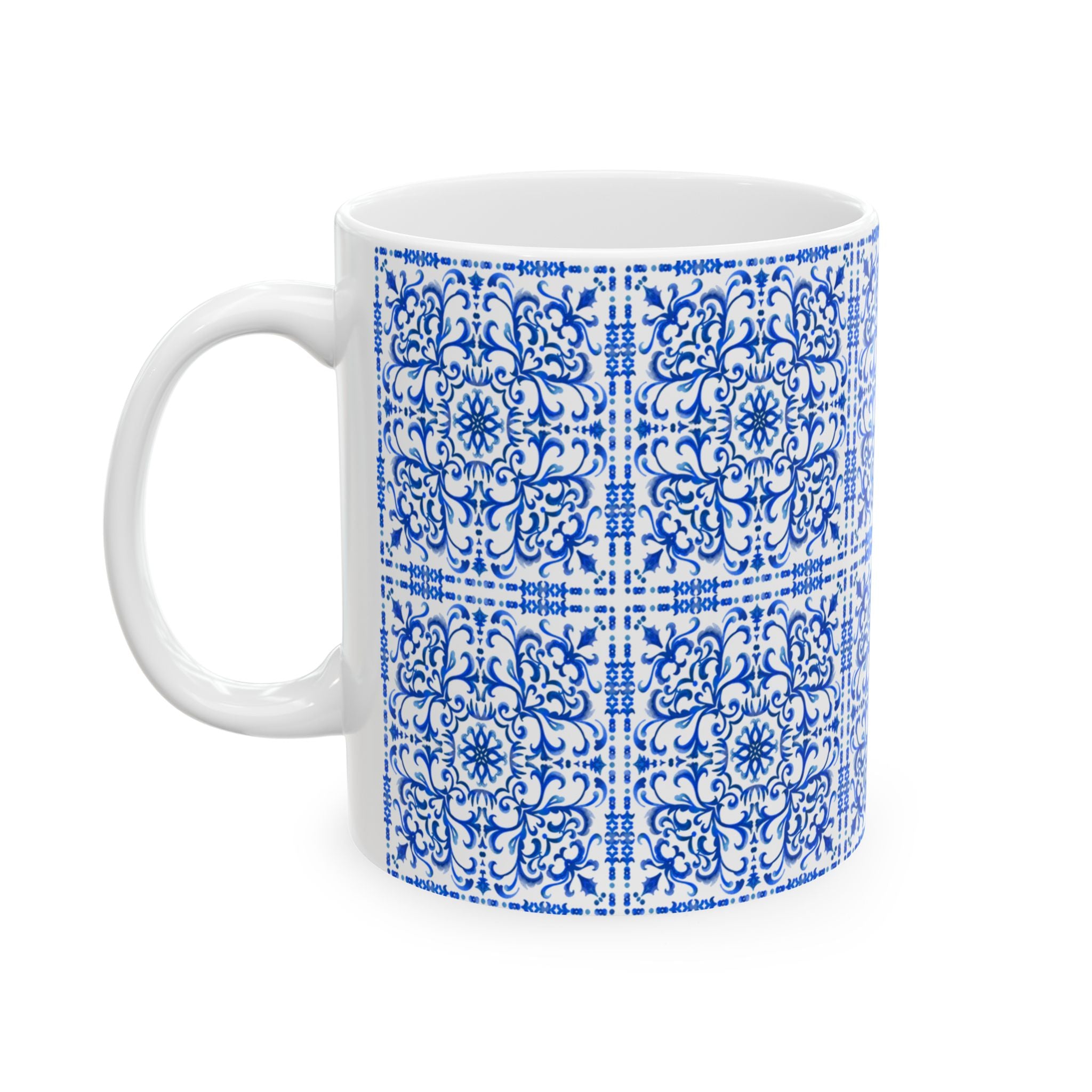 Azulejos Elegant Blue Pattern Ceramic Mug - Perfect for Coffee Lovers