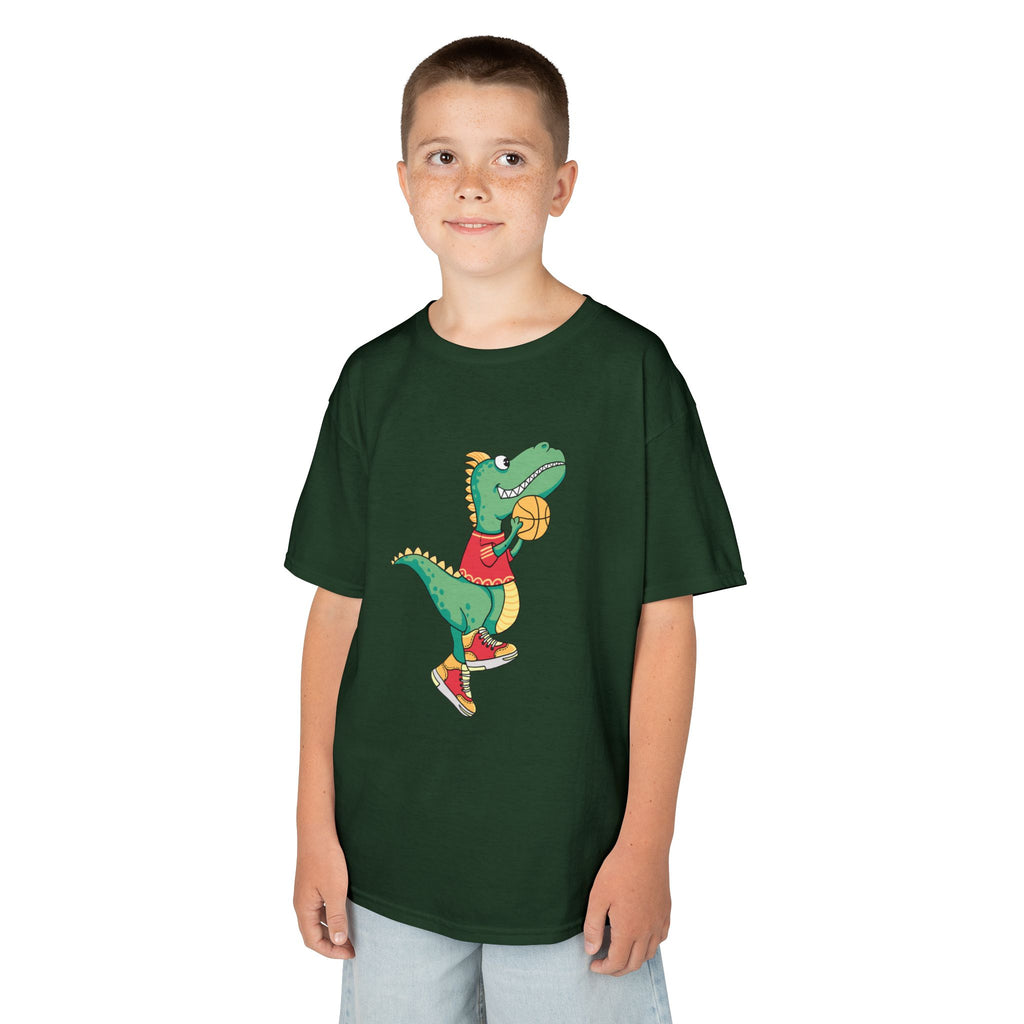 Dinosaur Basketball Kids Tee Fun Graphic Tee for Boys & Girls, Perfect for Birthdays, Playdates, Sports Events, Summer