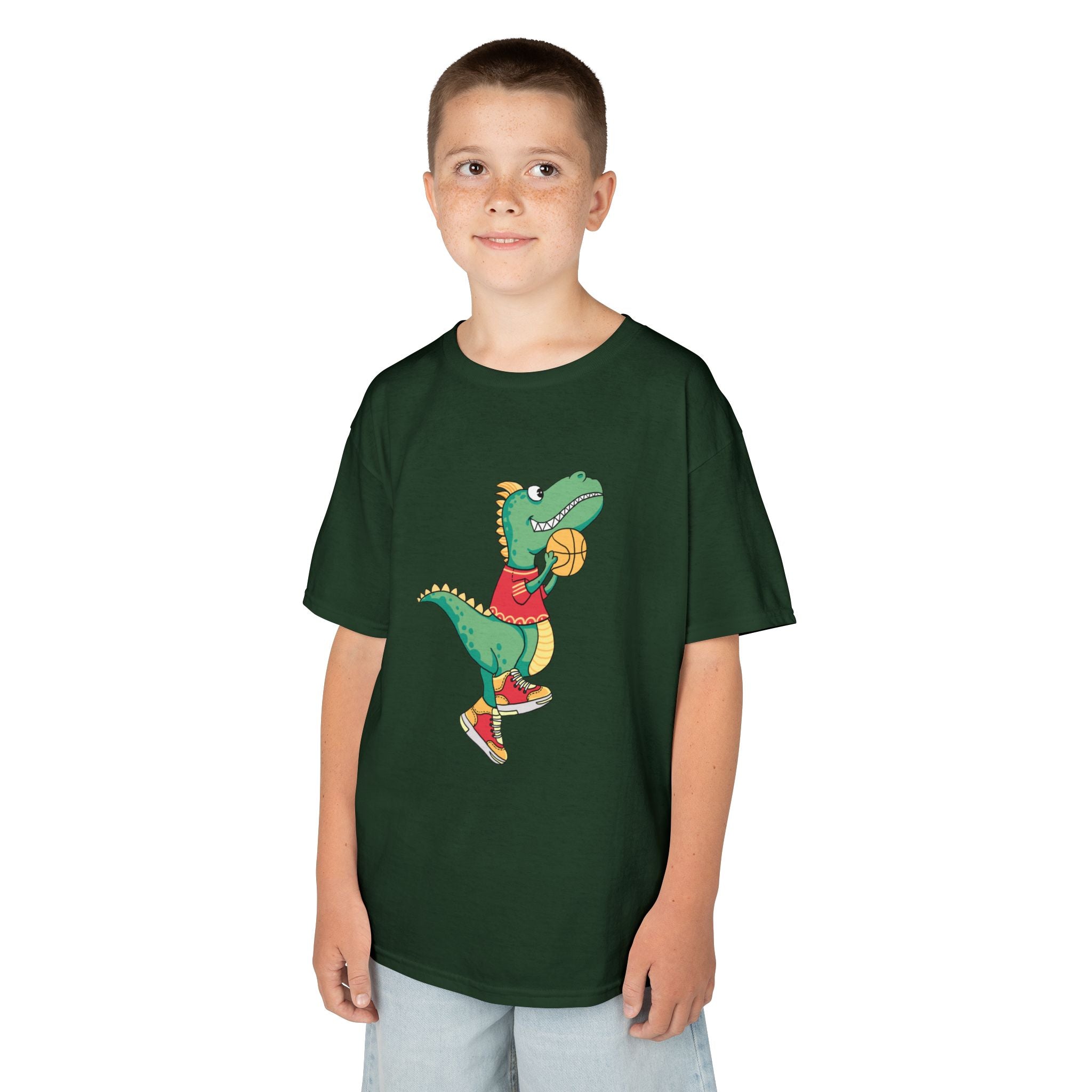 Dinosaur Basketball Kids Tee Fun Graphic Tee for Boys & Girls, Perfect for Birthdays, Playdates, Sports Events, Summer
