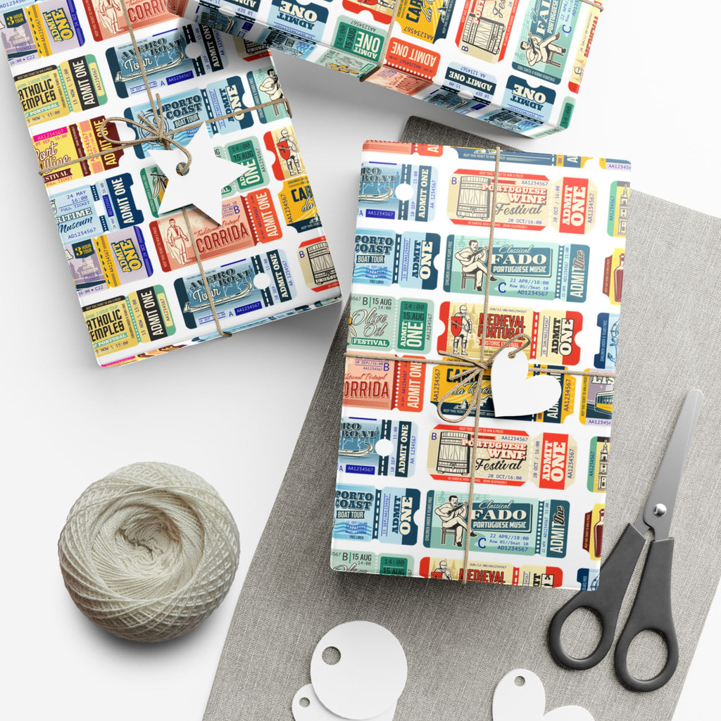 Portugal Travel Tickets Gift Wrap Papers - Unique Wrapping, Holiday Gifts, Birthday Parties, Eco-Friendly Packaging, Special Occasions