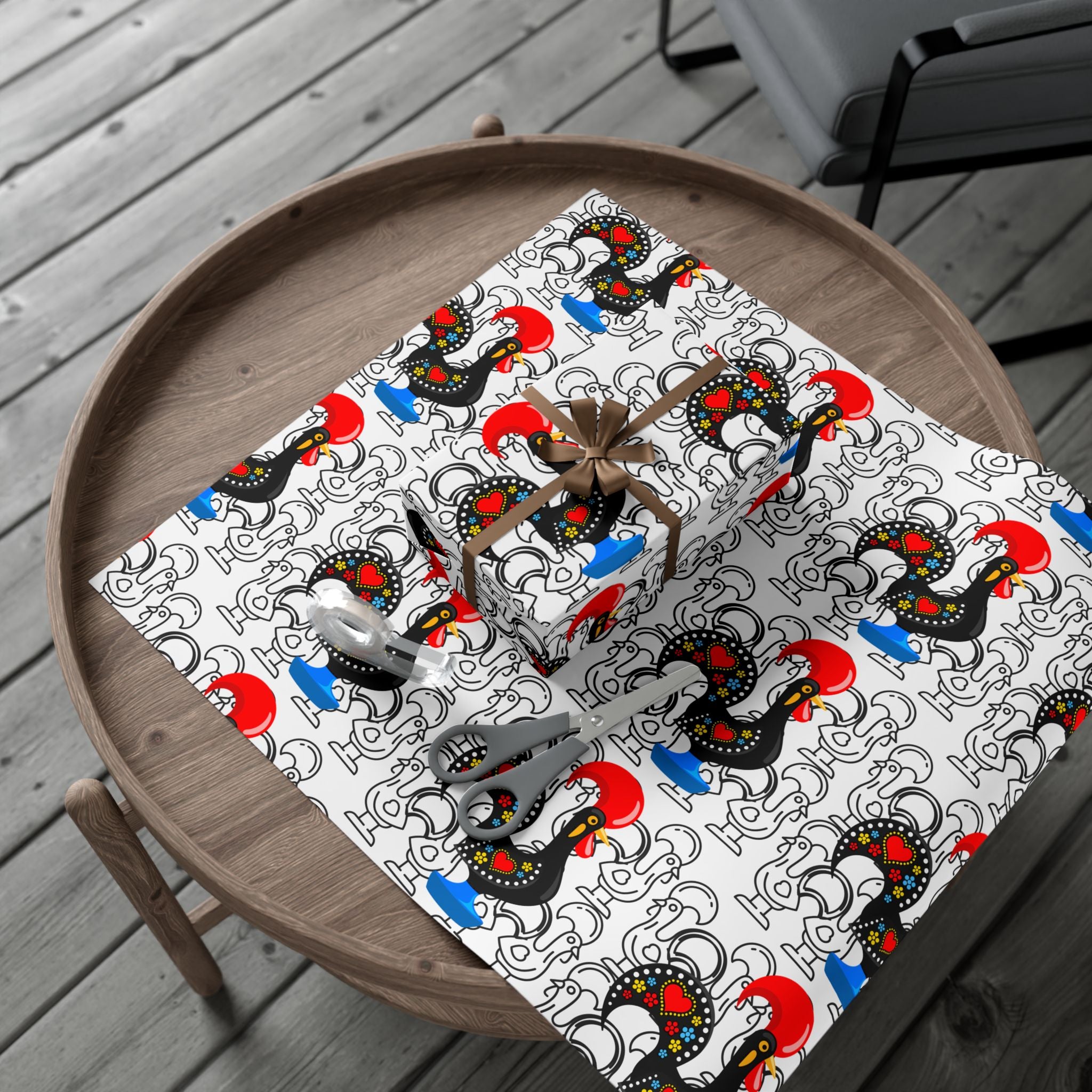 Festive Barcelos Rooster Gift Wrap Papers - Stylish and Playful Wrapping for All Occasions