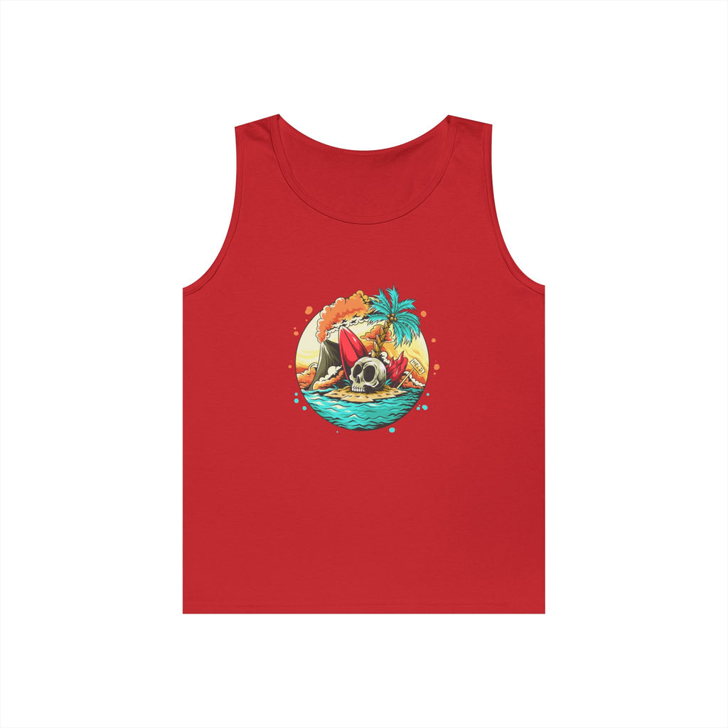 Beach Vibes Unisex Heavy Cotton Tank Top, Perfect for Summer, Casual Wear, Beach Days, Vacation, Festival Outfit