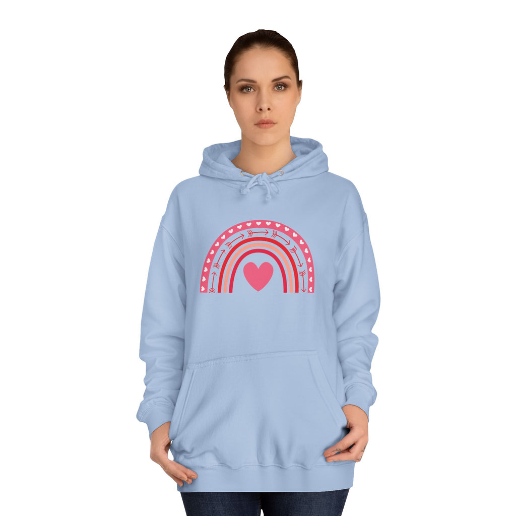 Colorful Heart Rainbow Hoodie, Unisex College Spirit Wear, Cozy Sweatshirt for Students, Cute Gift for Her, Valentine's Day Apparel