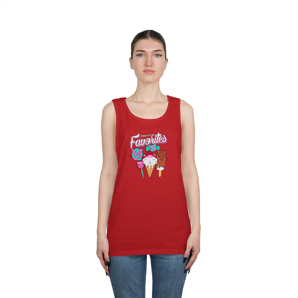 Ice Cream Favorites Tank Top, Summer Sleeveless Tee, Unisex Cotton Muscle Shirt, Ice Cream Lover Gift, Beachwear