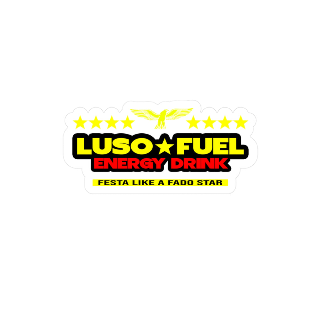 Luso Fuel Energy Drink Kiss-Cut Vinyl Decal, Fun Stickers for Party Goers, Car Decor, Laptop Stickers, Gift for Friends