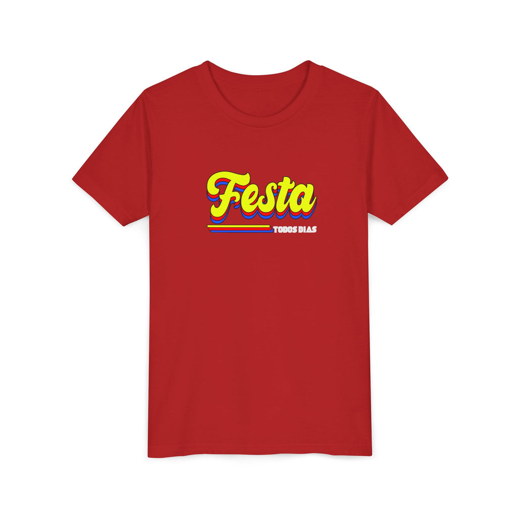 Festa Youth Tee — Bright Retro "Festa Todos Dias" Kids Shirt