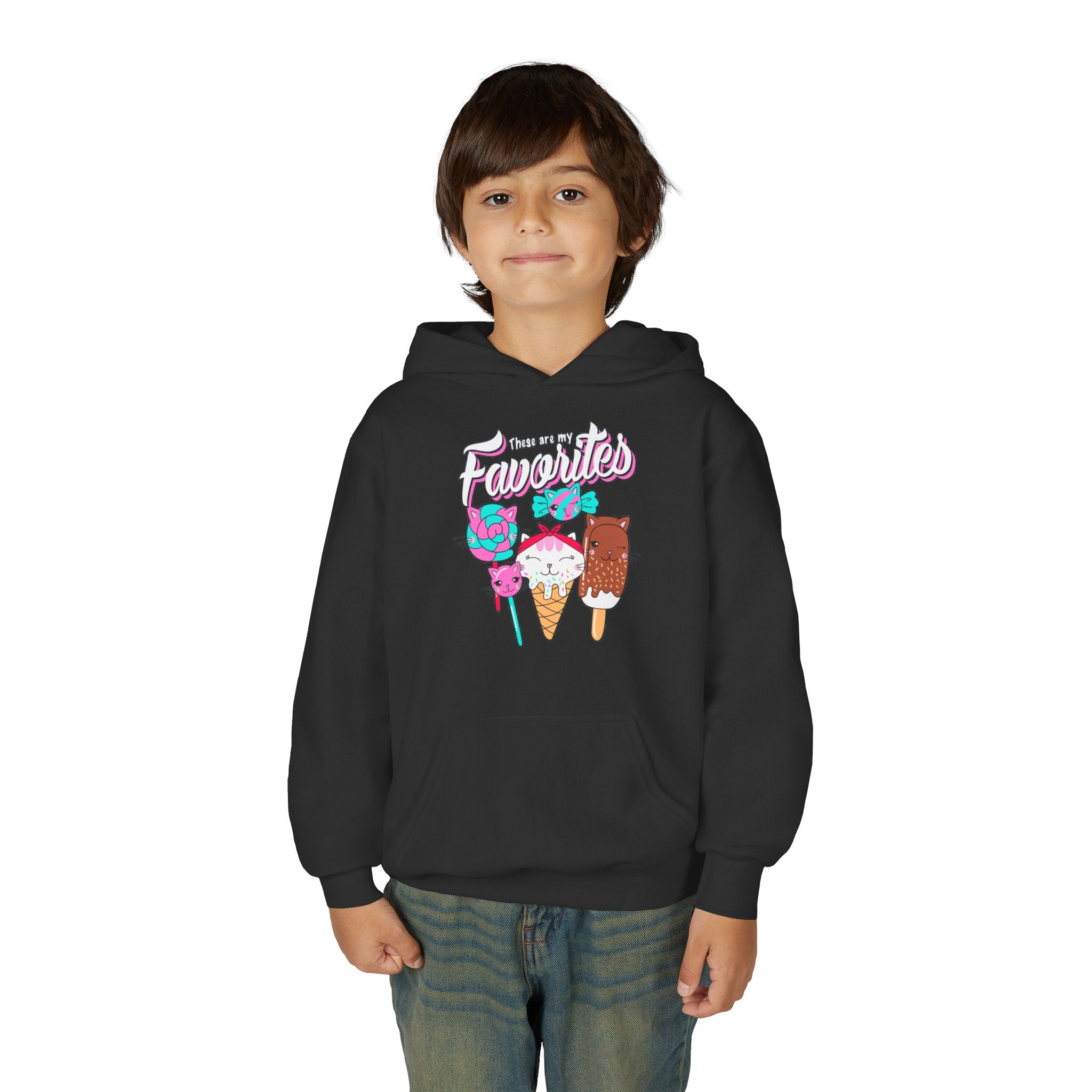 Cute Ice Cream Favorites Youth Hoodie, Summer Apparel, Kids Sweatshirt, Birthday Gift, Cartoon Ice Cream Design