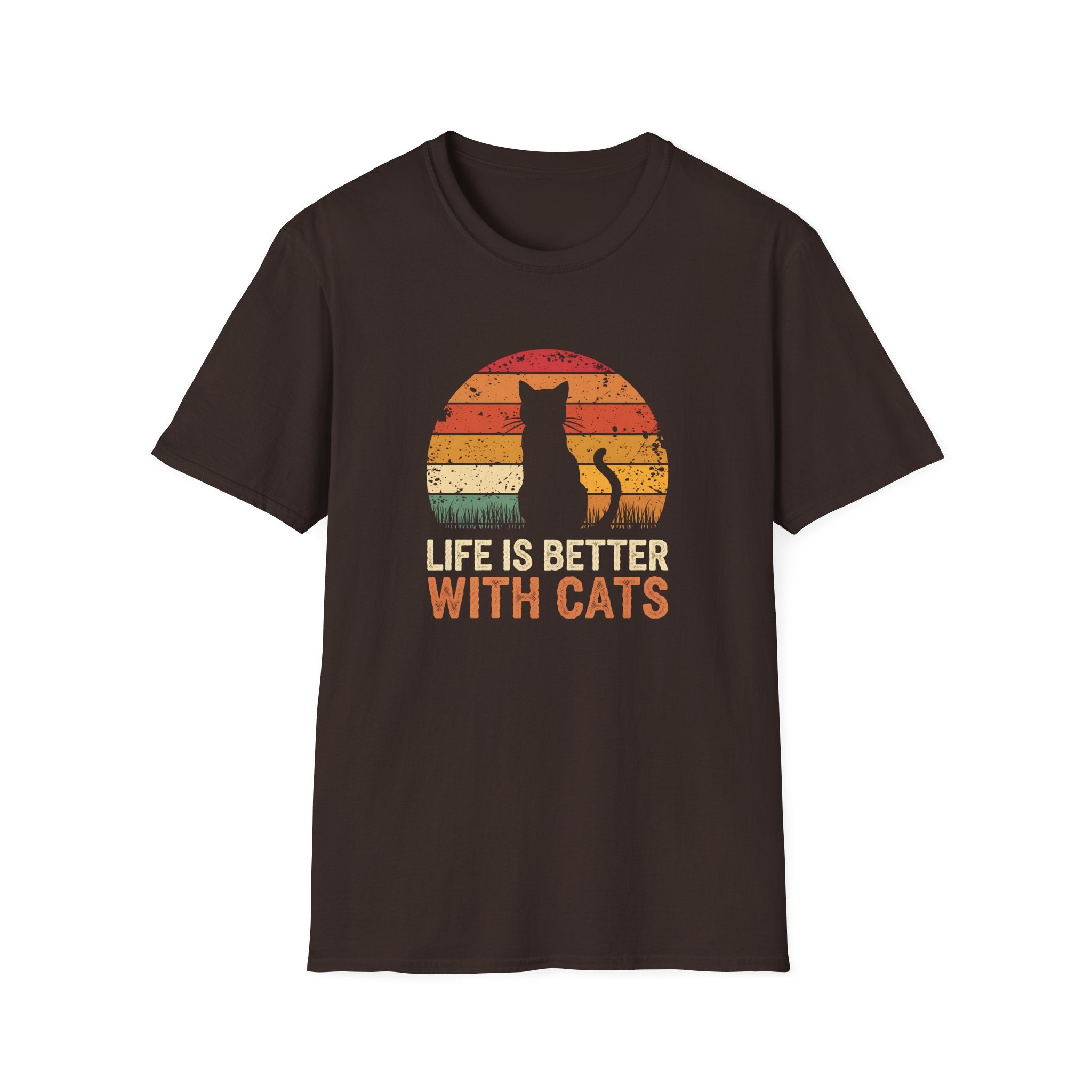 Life is Better with Cats Unisex T-Shirt, Cat Lover Gift, Pet Owner Tee, Cozy Cotton Shirt for Cat Lovers, Fun Vintage Design