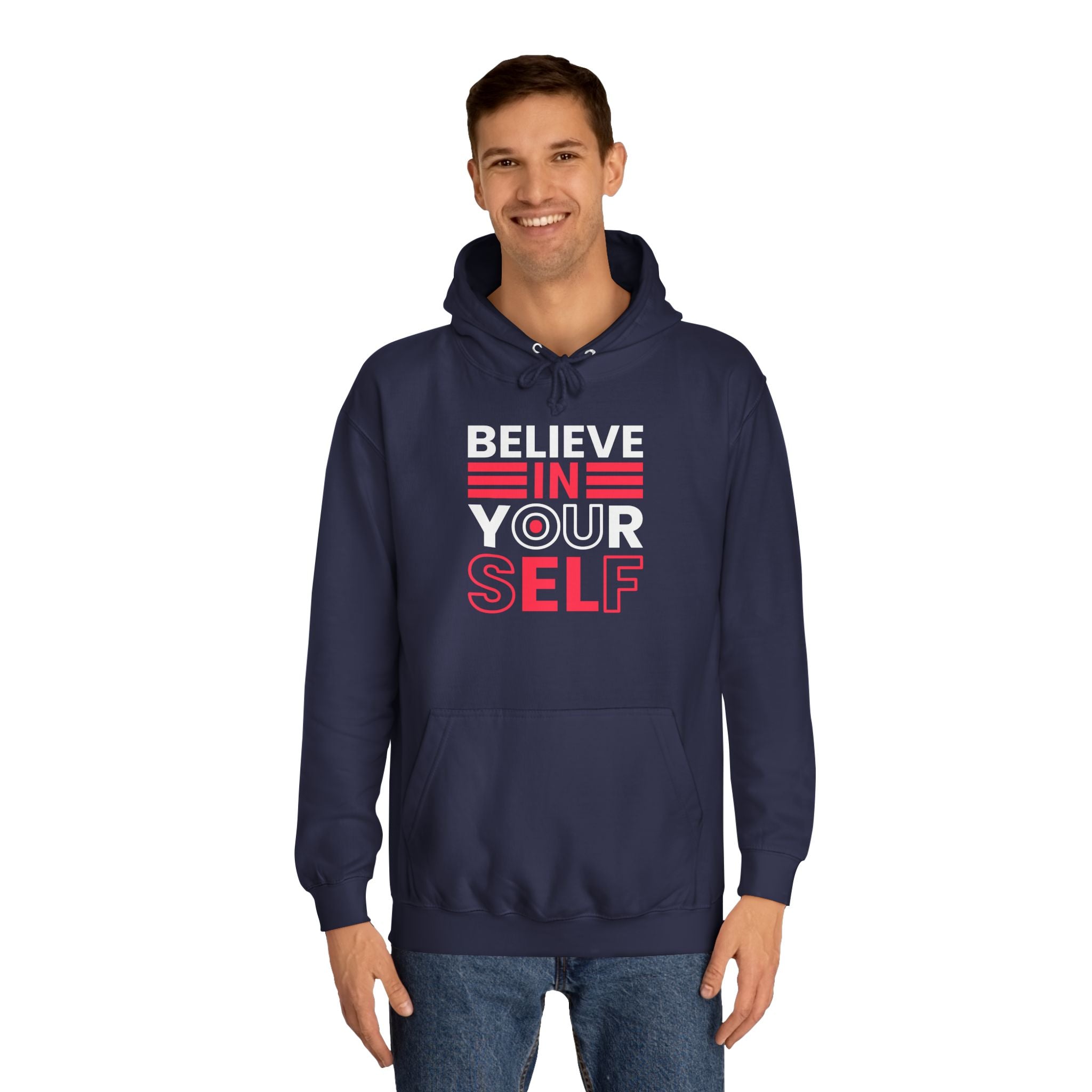 Inspirational College Hoodie, Motivational Unisex Sweatshirt, Comfortable Casual Wear, Perfect for Gifts and College Life, Believe in