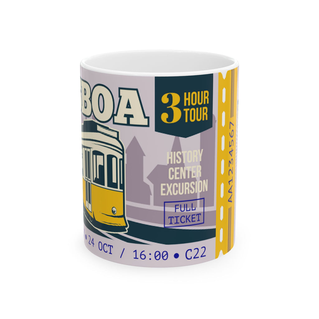 Vintage Lisboa Trolley Travel Ticket Ceramic Mug - 11oz