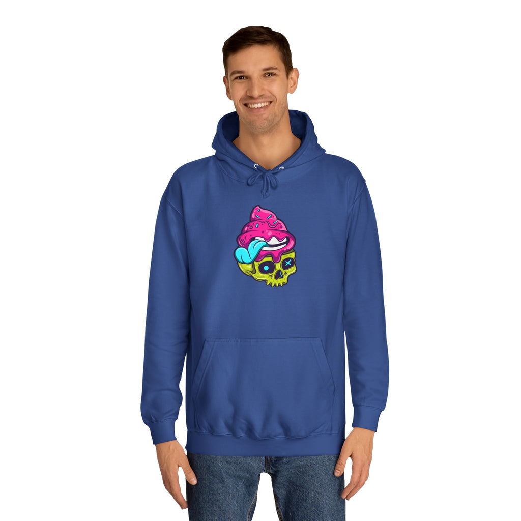 Colorful Skull Ice Cream Unisex College Hoodie, Trendy Streetwear, Casual Gift for Students, Halloween, Unique Fashion Statement