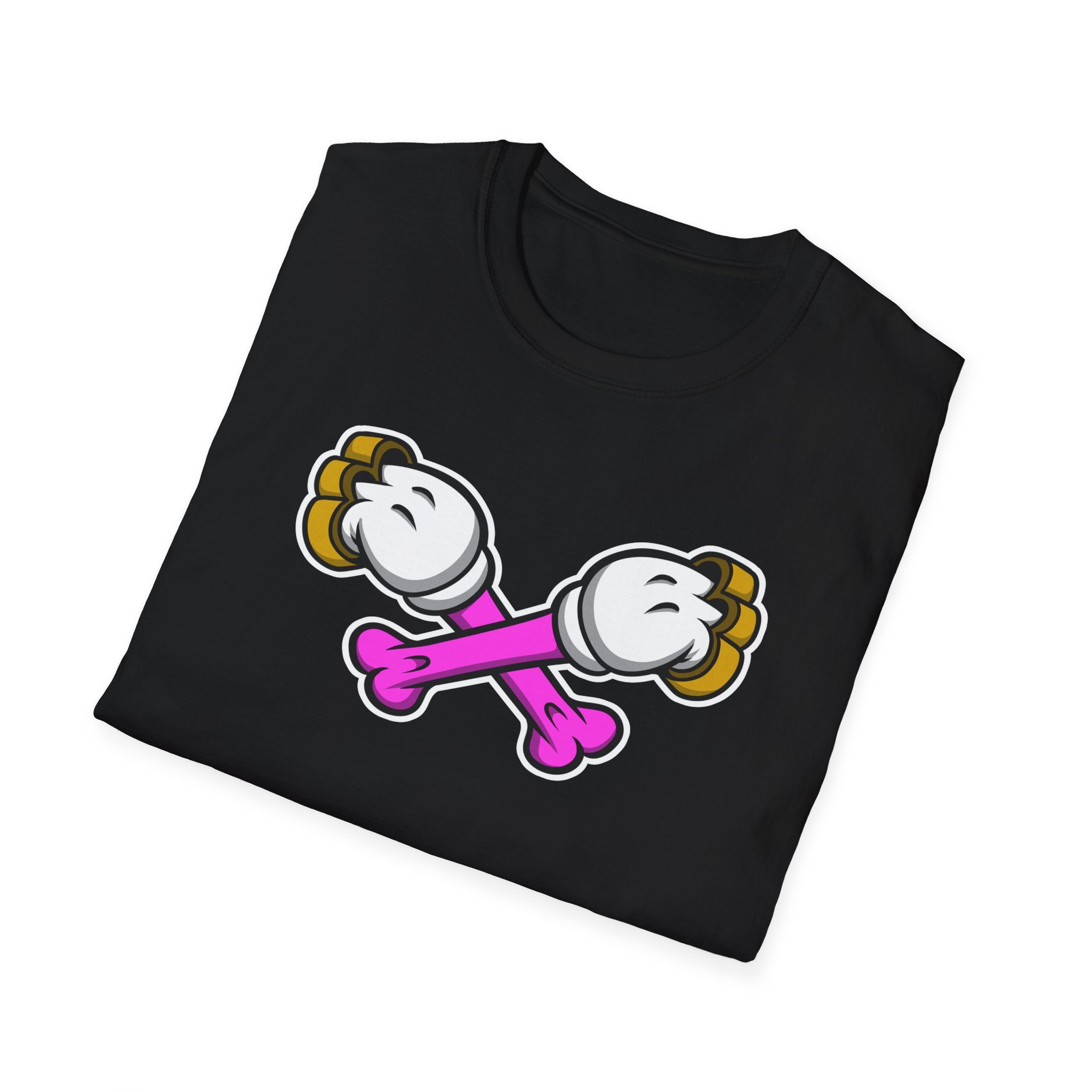 Playful Cartoon Bones Unisex T-Shirt, Casual Style, Fun Gift for Kids & Adults, Halloween Costume, Everyday Wear, Cartoon Graphic Tee
