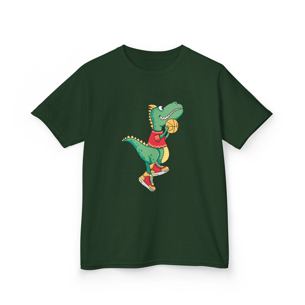 Dinosaur Basketball Kids Tee Fun Graphic Tee for Boys & Girls, Perfect for Birthdays, Playdates, Sports Events, Summer