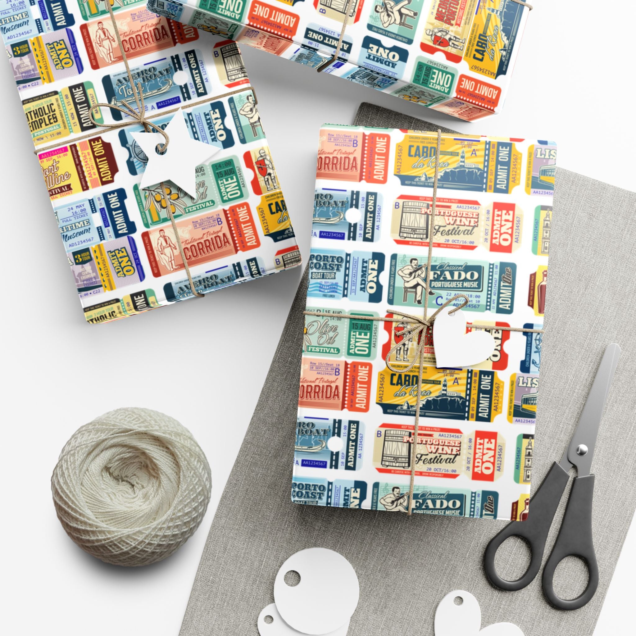 Portugal Travel Tickets Gift Wrap Papers - Unique Wrapping, Holiday Gifts, Birthday Parties, Eco-Friendly Packaging, Special Occasions