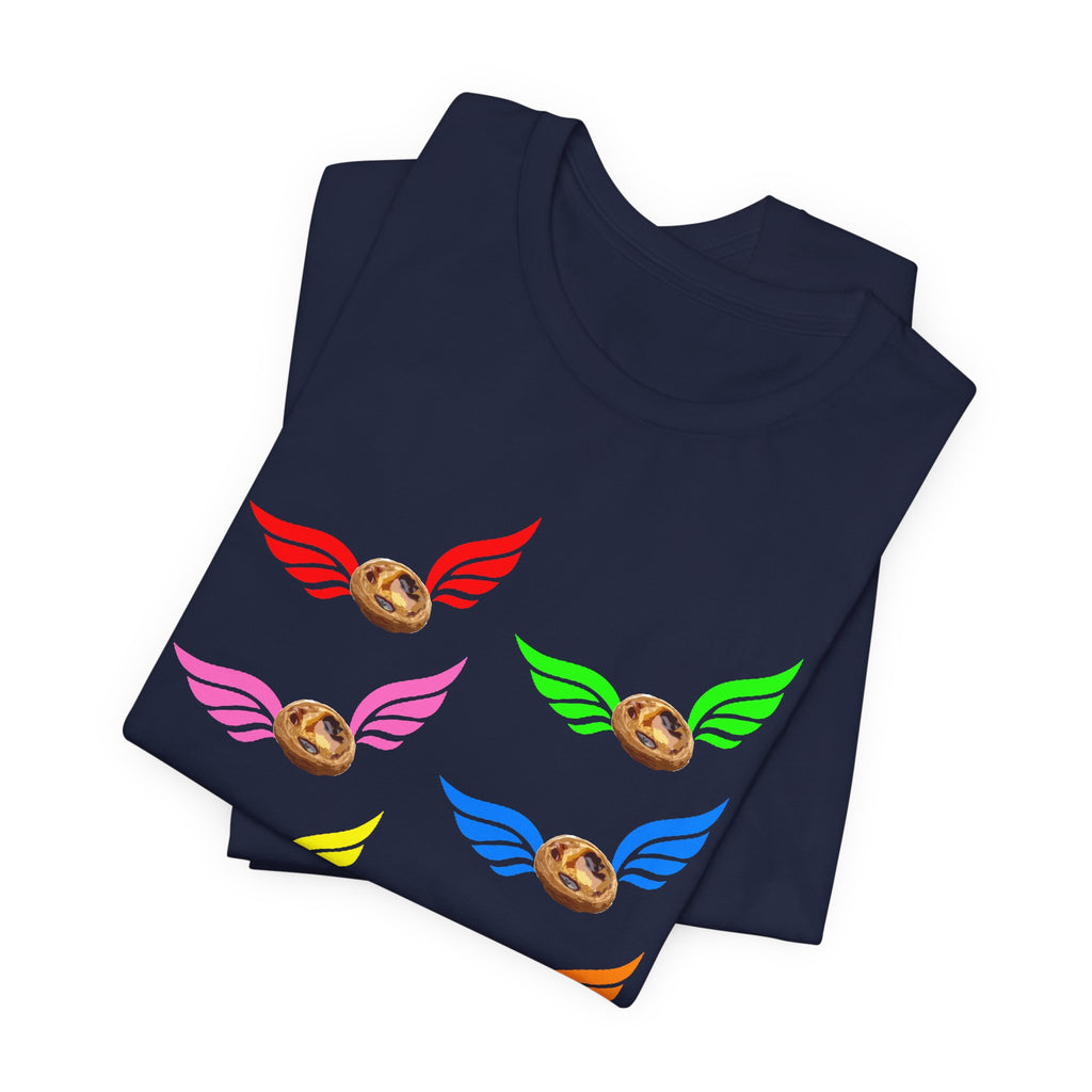 Flying Natas Rainbow Tee — Colorful Winged Pastel Da Natas Graphic T-Shirt