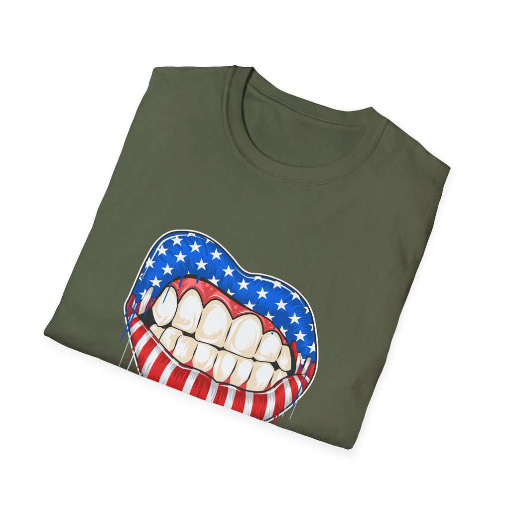 Bold American Flag Teeth T-Shirt, Patriotic Tee, Independence Day Shirt, 4th of July Apparel, Unisex Graphic Tee