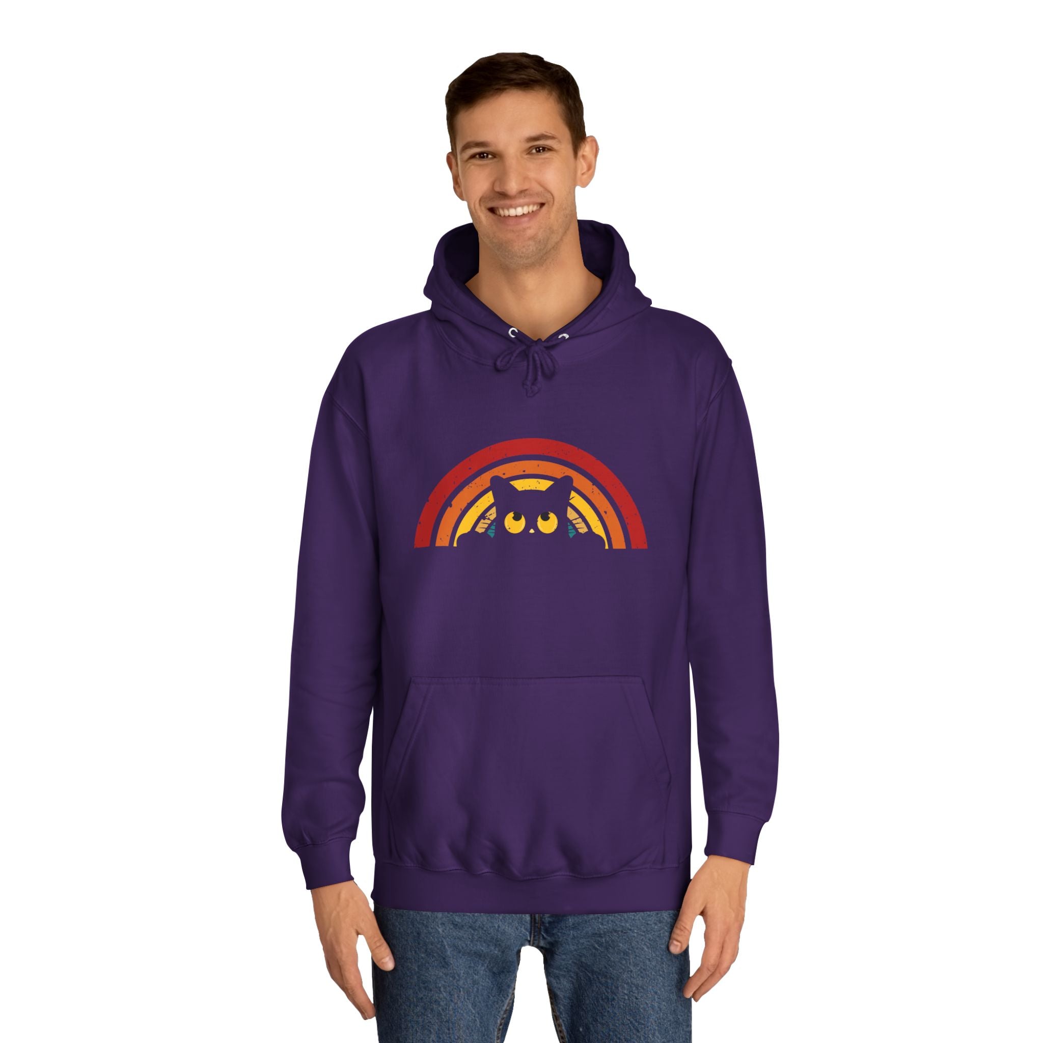 Cozy Rainbow Owl Hoodie, Cute College Sweatshirt, Unisex Gift, Fall Favorite, Nature Lover Apparel, Perfect for Students