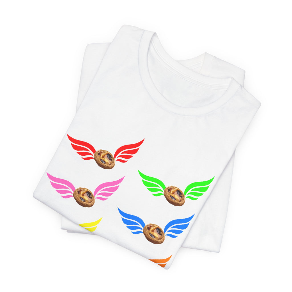 Flying Natas Rainbow Tee — Colorful Winged Pastel Da Natas Graphic T-Shirt