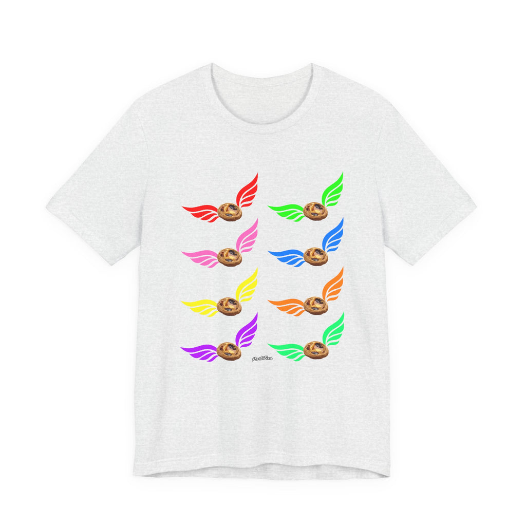 Flying Natas Rainbow Tee — Colorful Winged Pastel Da Natas Graphic T-Shirt
