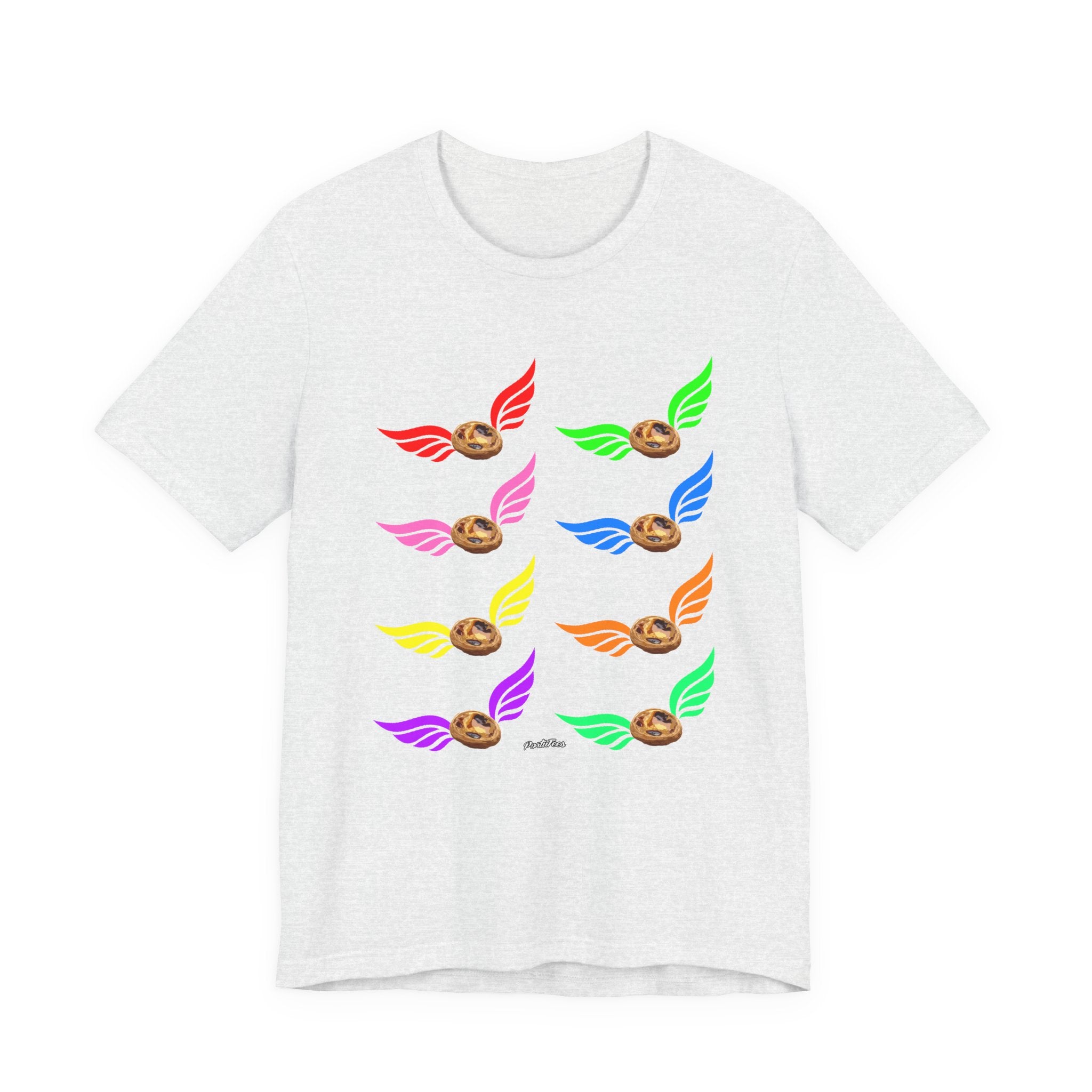 Flying Natas Rainbow Tee — Colorful Winged Pastel Da Natas Graphic T-Shirt