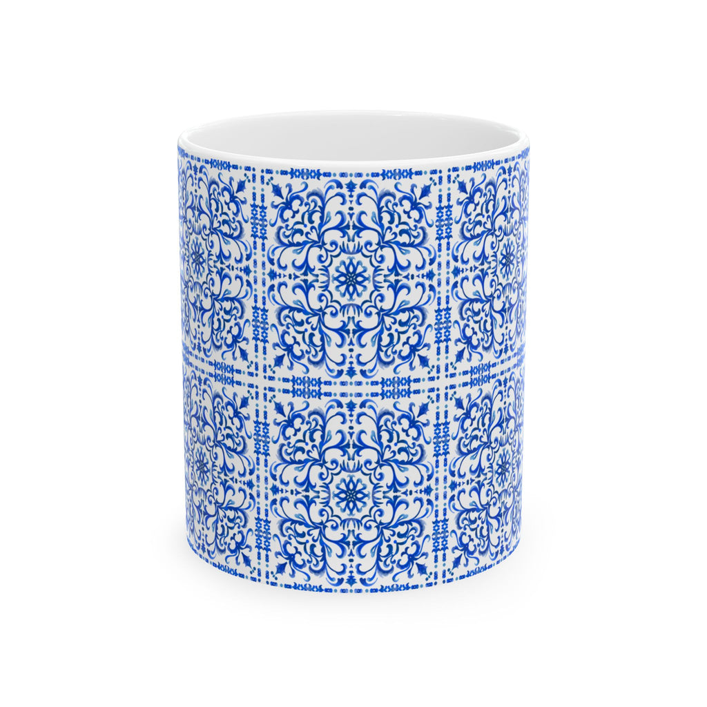 Azulejos Elegant Blue Pattern Ceramic Mug - Perfect for Coffee Lovers