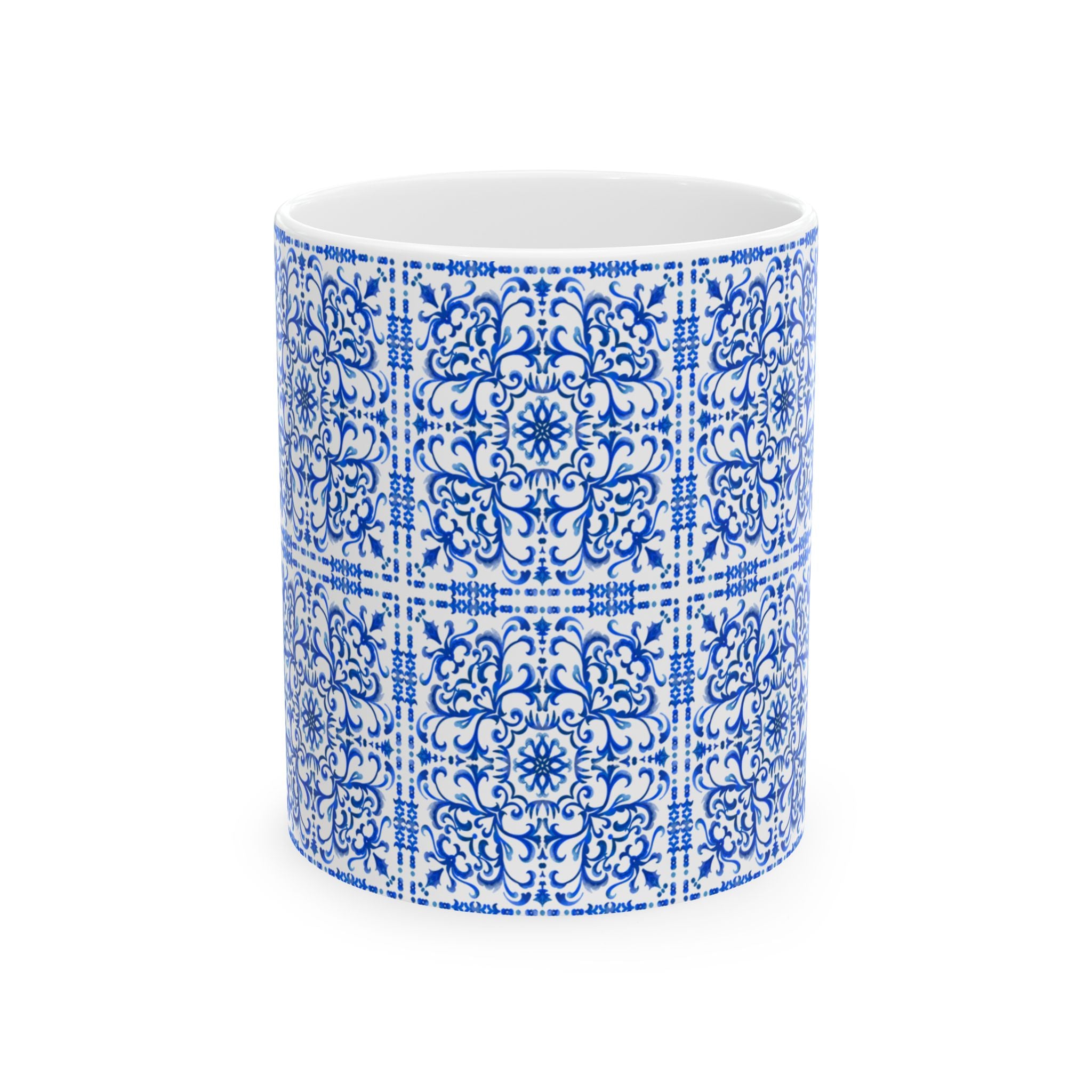 Azulejos Elegant Blue Pattern Ceramic Mug - Perfect for Coffee Lovers