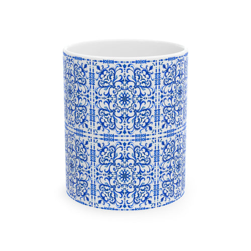 Azulejos Elegant Blue Pattern Ceramic Mug - Perfect for Coffee Lovers