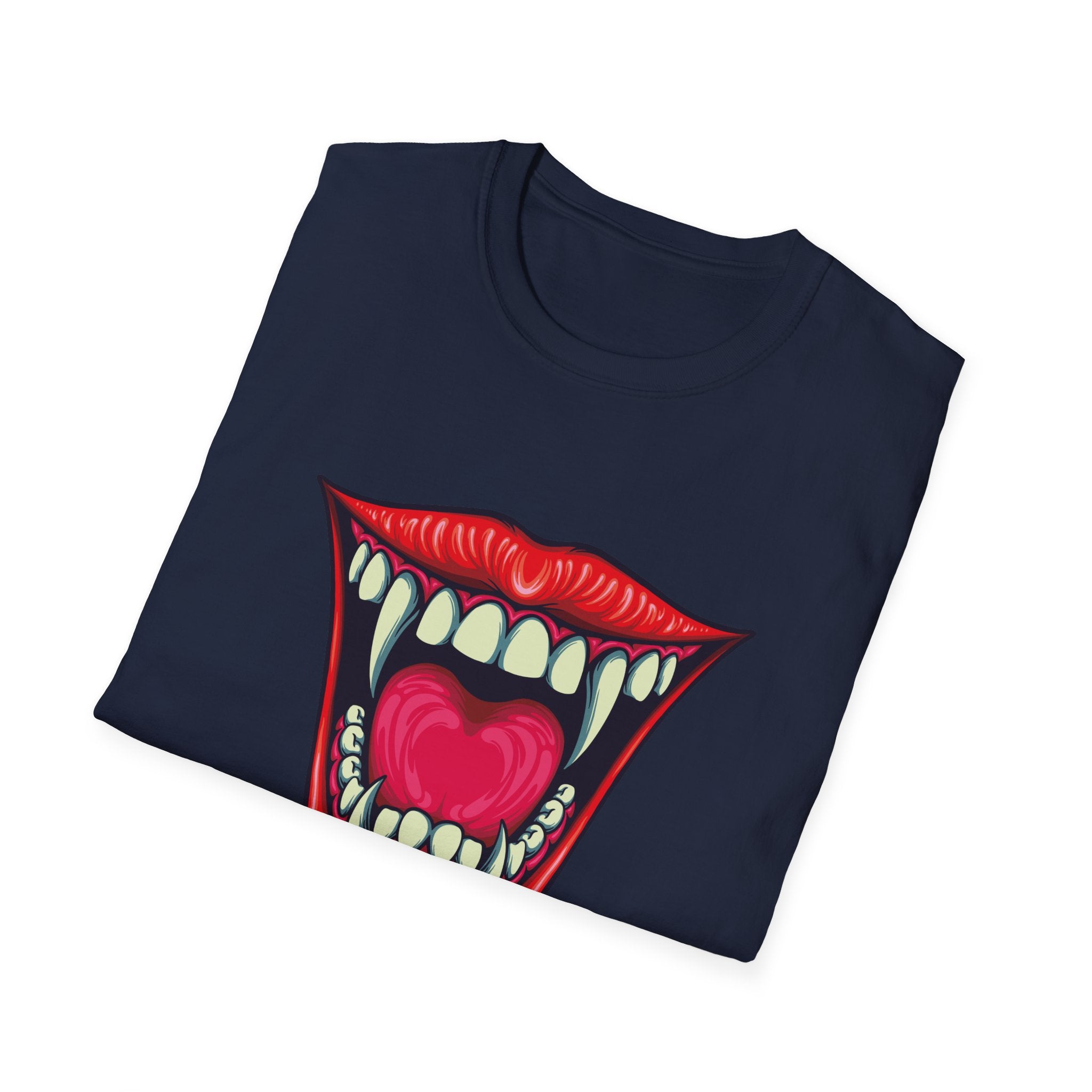 Bold Graphic Tee with Mouth Design, Unique Gift for Creative Souls, Statement Shirt for Parties, Unisex Softstyle T-Shirt, Casual Wear,