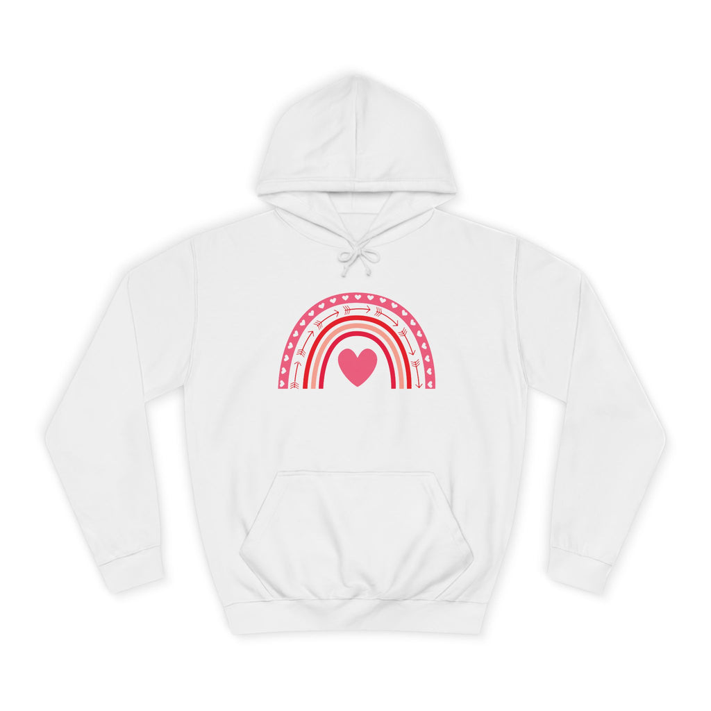 Colorful Heart Rainbow Hoodie, Unisex College Spirit Wear, Cozy Sweatshirt for Students, Cute Gift for Her, Valentine's Day Apparel