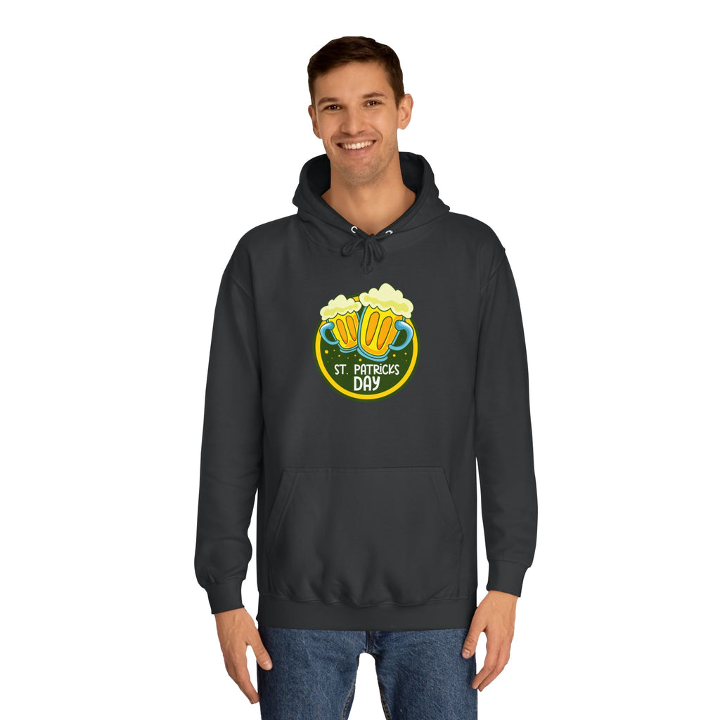 St. Patrick's Day Unisex College Hoodie, Irish Celebration Sweatshirt, Festive Hoodie, Beer Mug Gift, Cozy Holiday Apparel