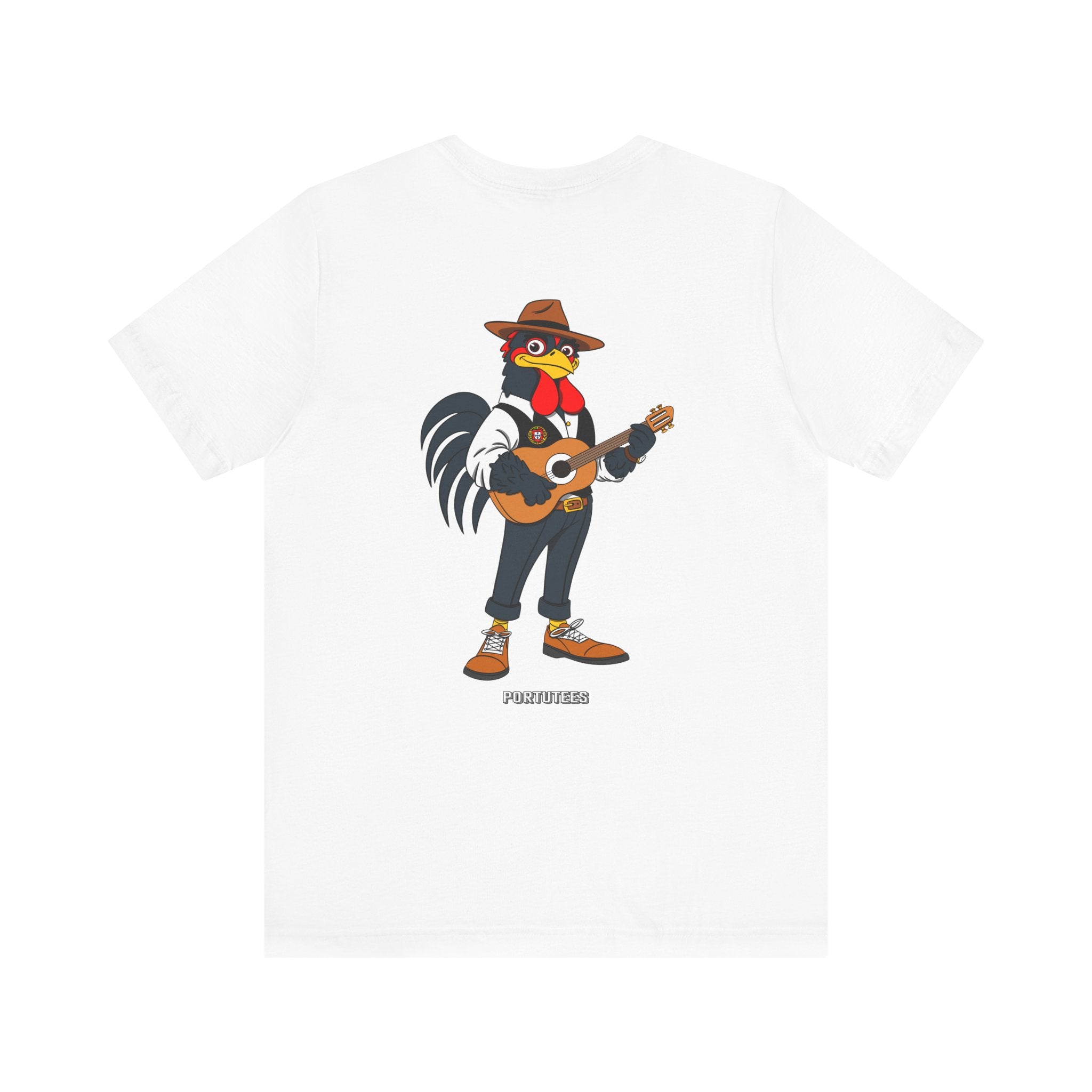 Fado Rooster Music Tee | Unisex Jersey Short Sleeve Tee, Funny Animal Shirt, Gift for Musicians, Casual Style, Chicken Lover Apparel,
