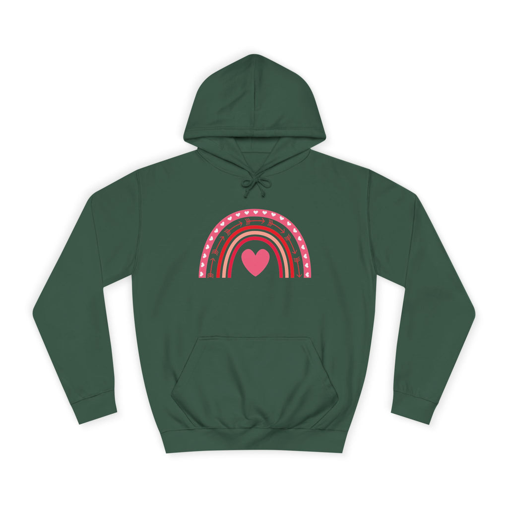 Colorful Heart Rainbow Hoodie, Unisex College Spirit Wear, Cozy Sweatshirt for Students, Cute Gift for Her, Valentine's Day Apparel