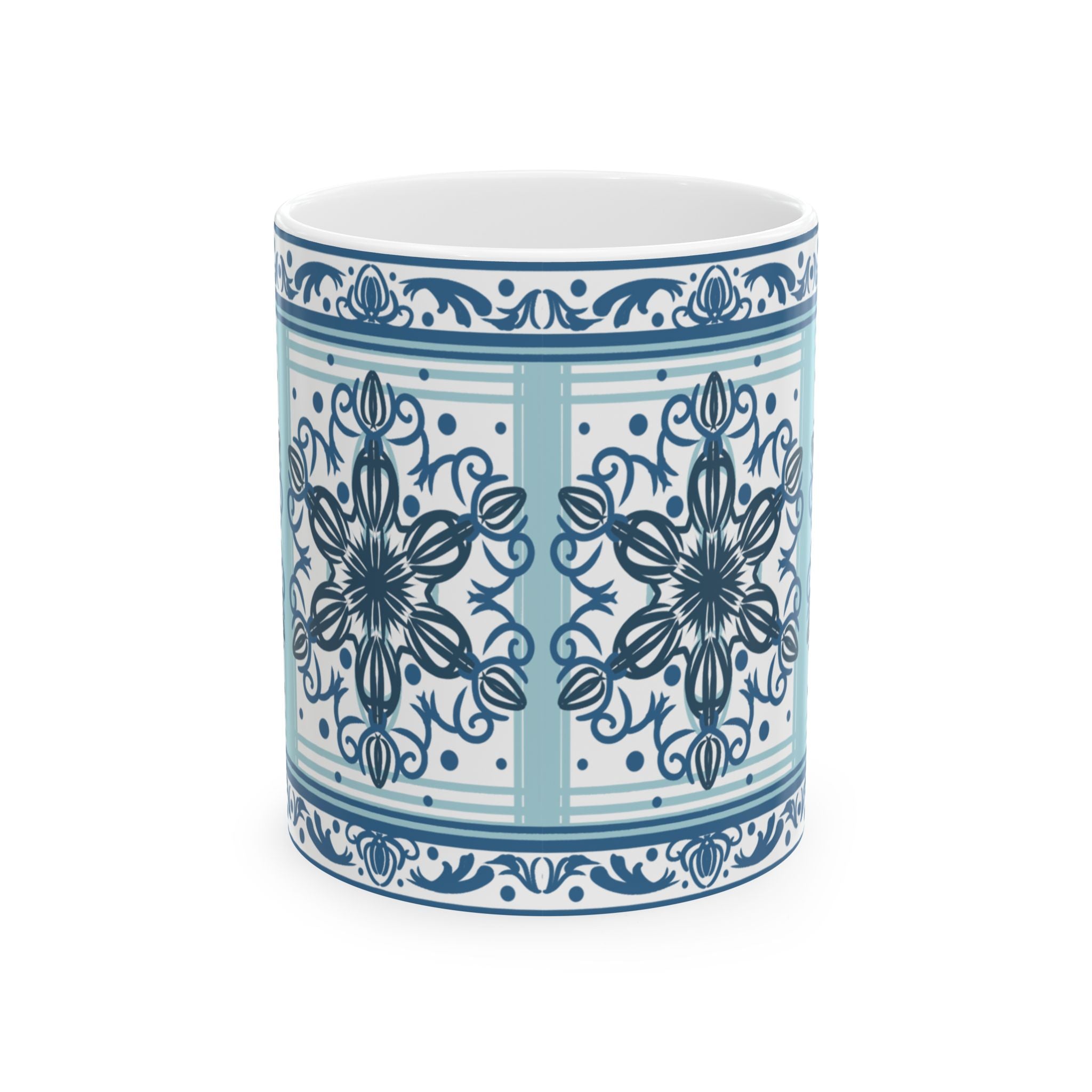 Azulejos Elegant Blue Pattern Ceramic Mug - Perfect for Coffee Lovers