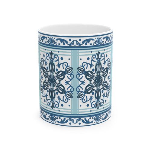 Azulejos Elegant Blue Pattern Ceramic Mug - Perfect for Coffee Lovers