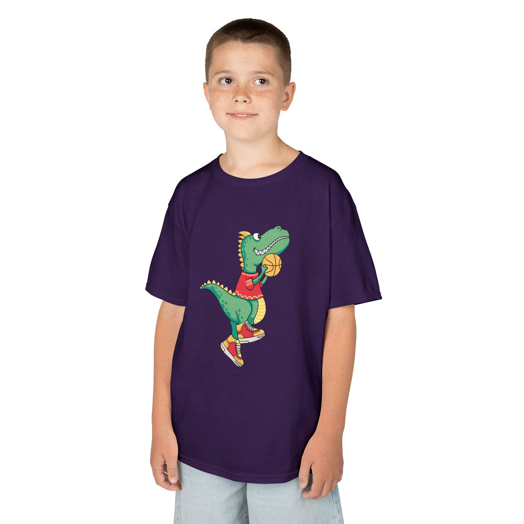 Dinosaur Basketball Kids Tee Fun Graphic Tee for Boys & Girls, Perfect for Birthdays, Playdates, Sports Events, Summer