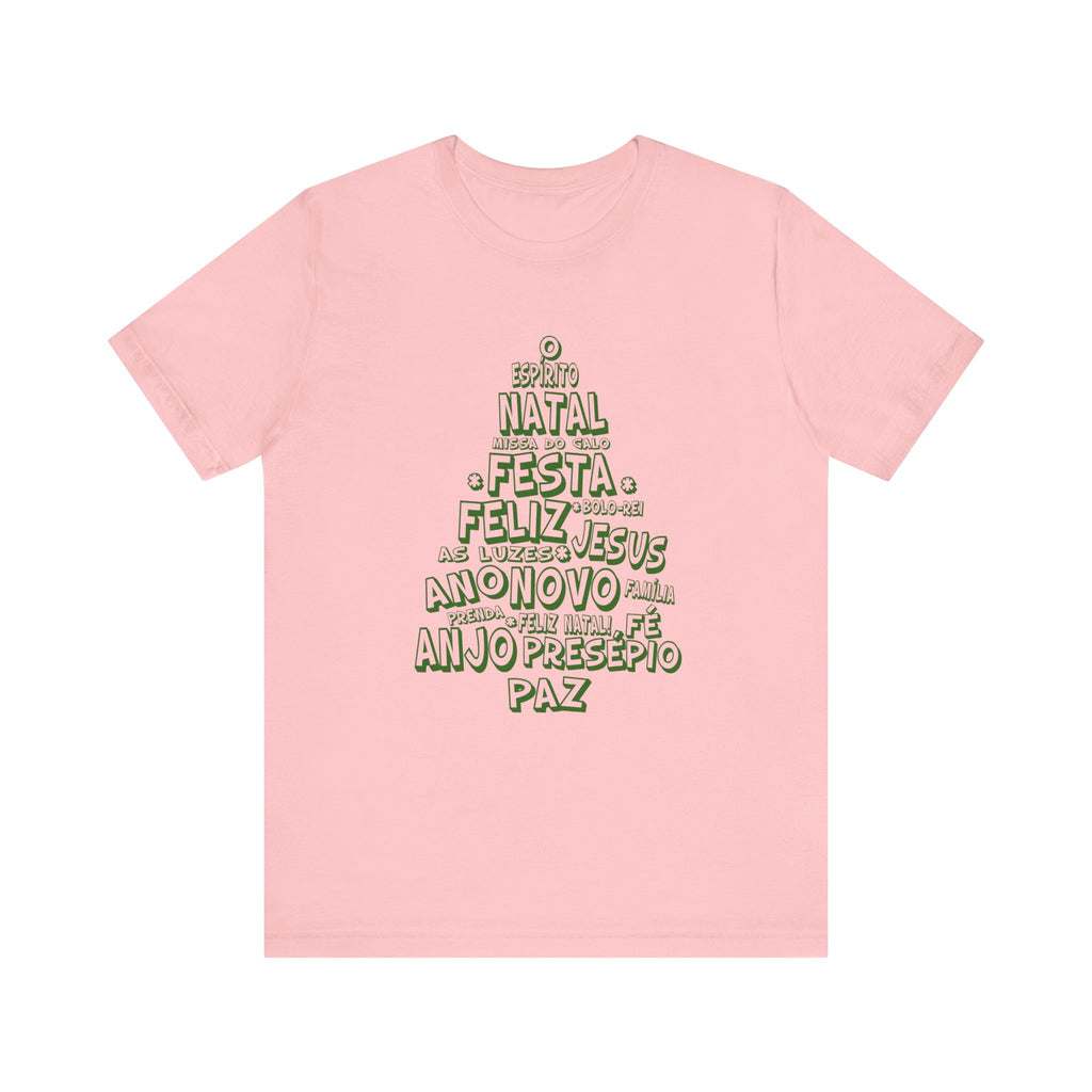 Portuguese Christmas Tree Typography Tee – Feliz Natal Portuguese Holiday T-Shirt