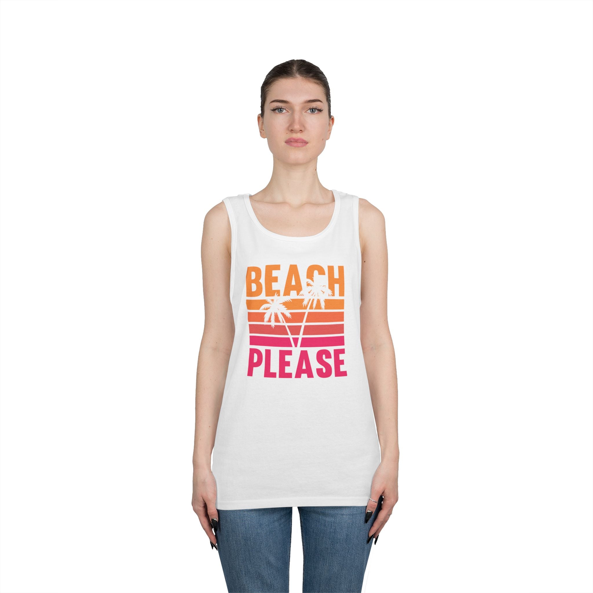 Beach Please Tank Top, Summer Apparel, Unisex Summer Wear, Vacation Style, Gift for Beach Lovers, Pool Party Outfit