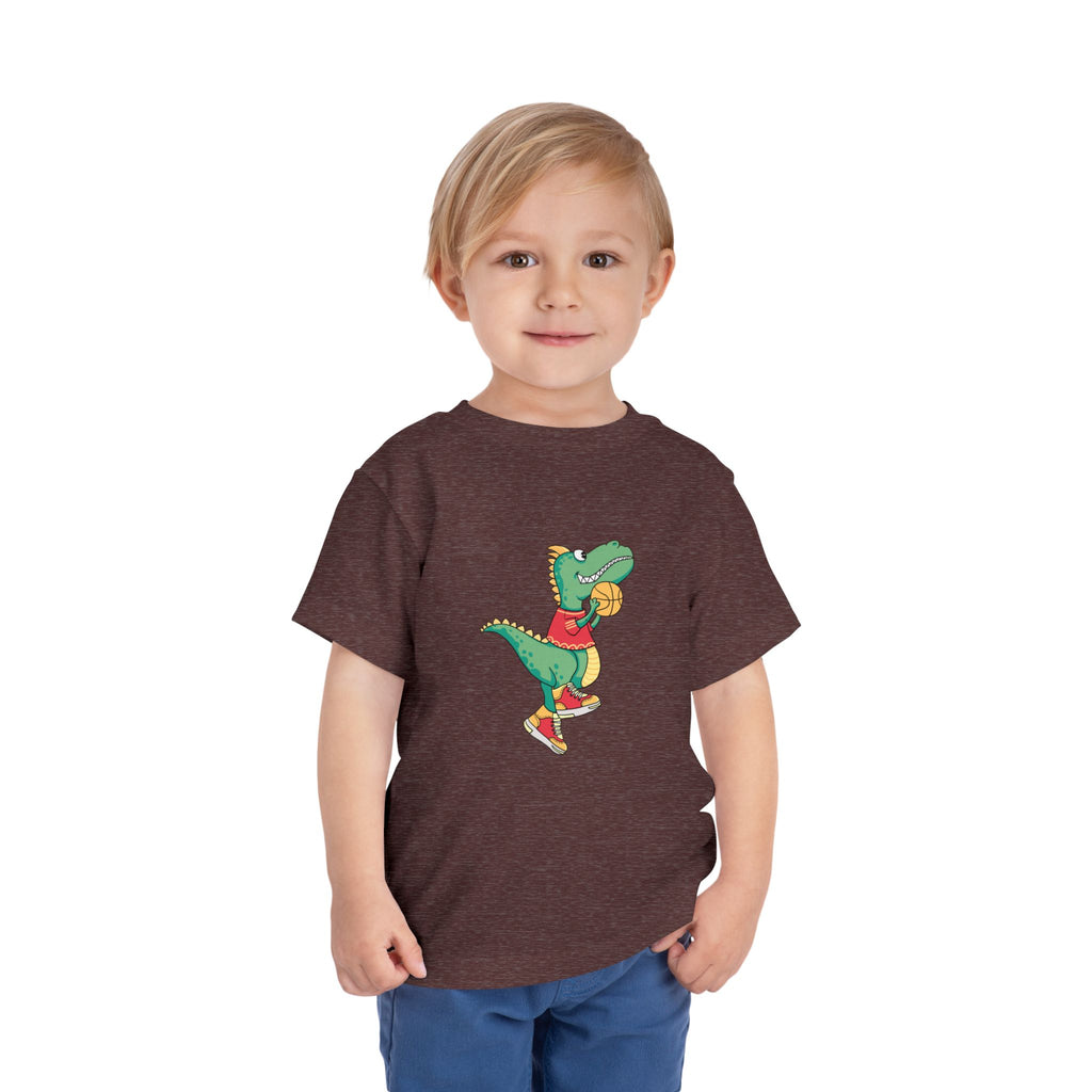Dino Basketball Toddler Tee, Cute Dino Shirt, Kids Sports T-Shirt, Birthday Gift for Boys and Girls, Toddler Apparel, Playful Style