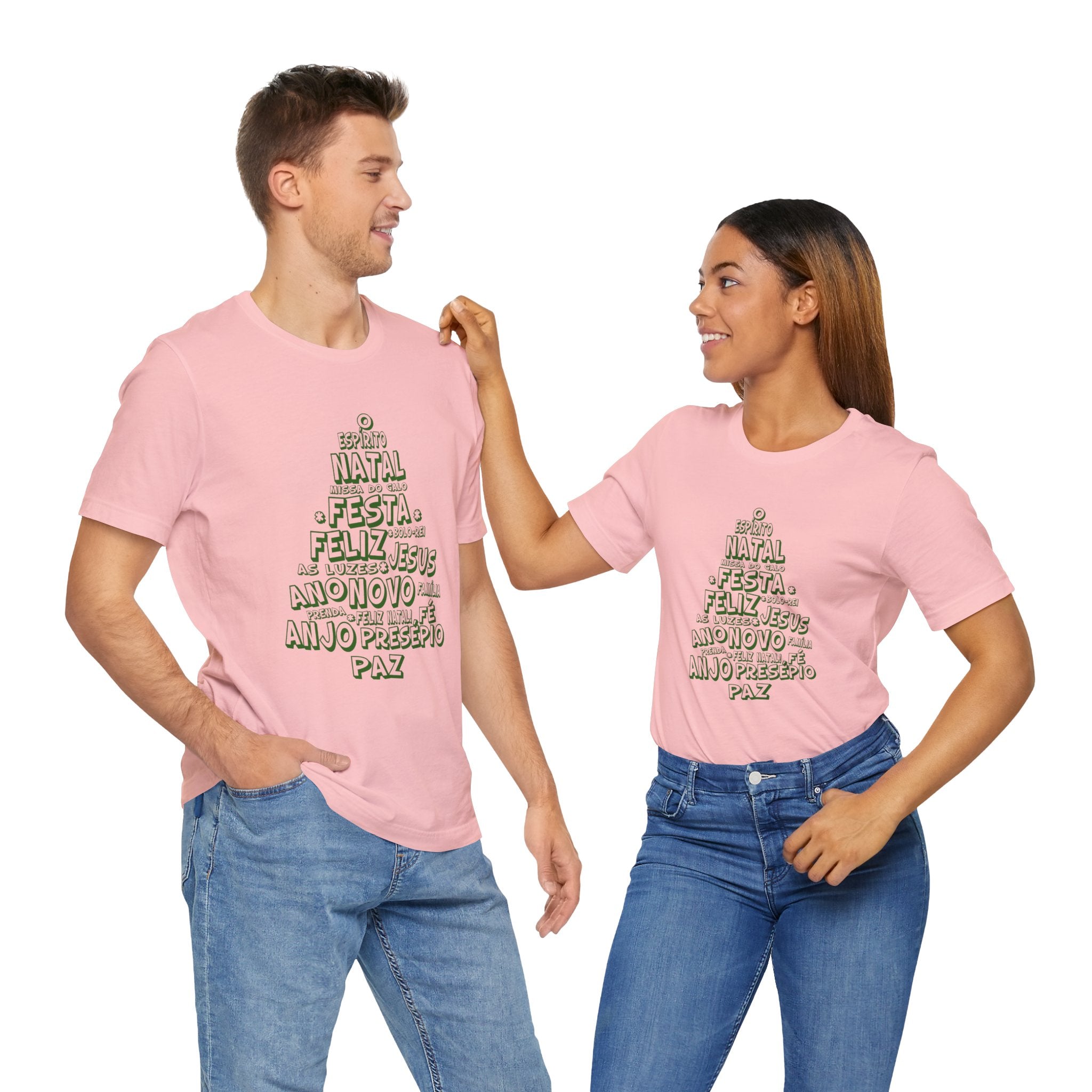 Portuguese Christmas Tree Typography Tee – Feliz Natal Portuguese Holiday T-Shirt