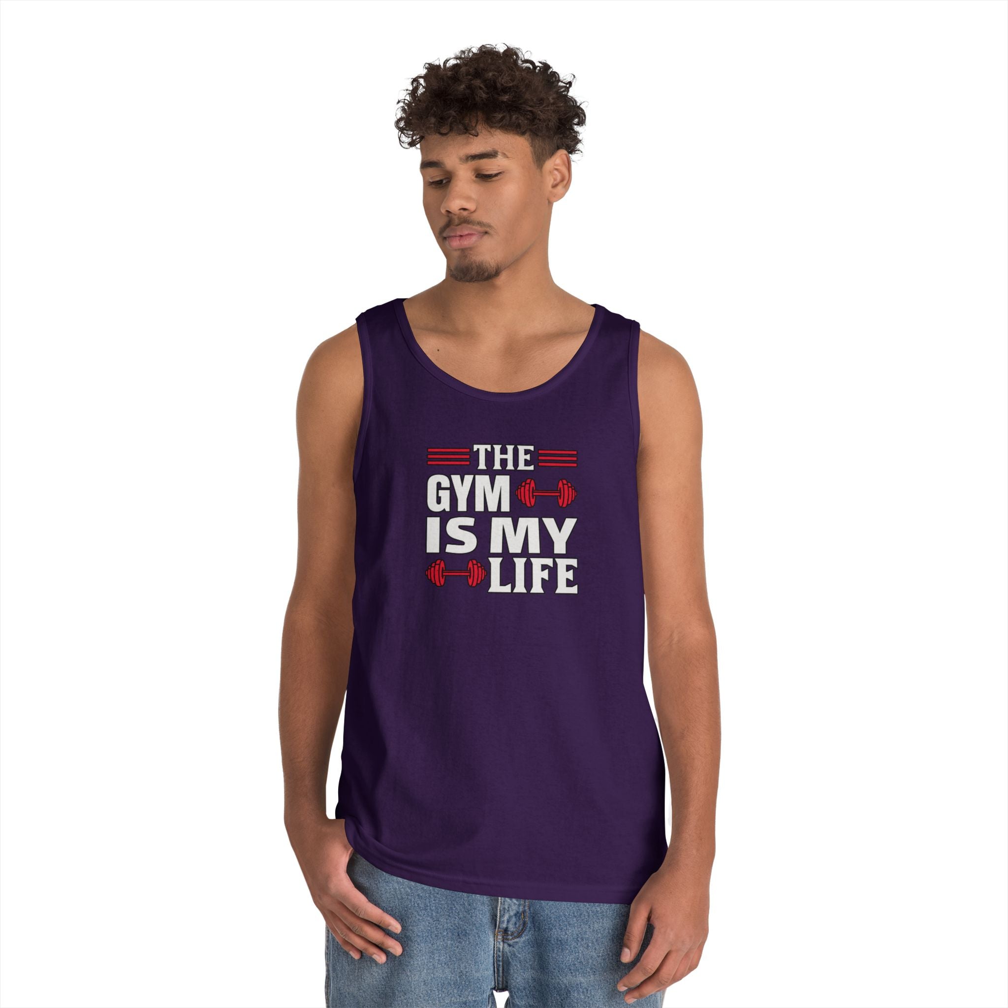 The Gym Is My Life Unisex Heavy Cotton Tank Top, Workout Shirt, Gym Apparel, Fitness Gift, Casual Wear, Athletic Tank