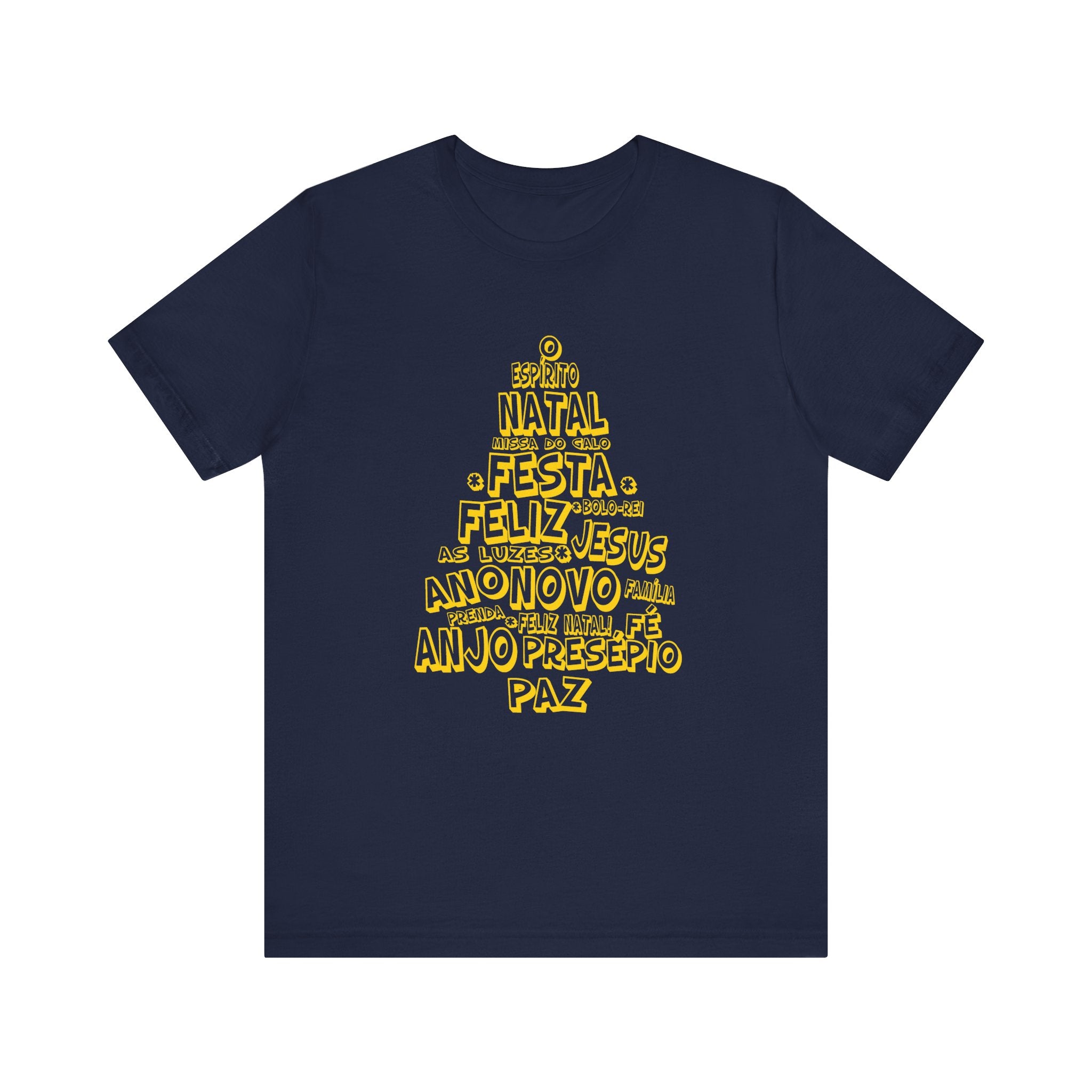Portuguese Christmas Tree Typography Tee – Feliz Natal Portuguese Holiday T-Shirt